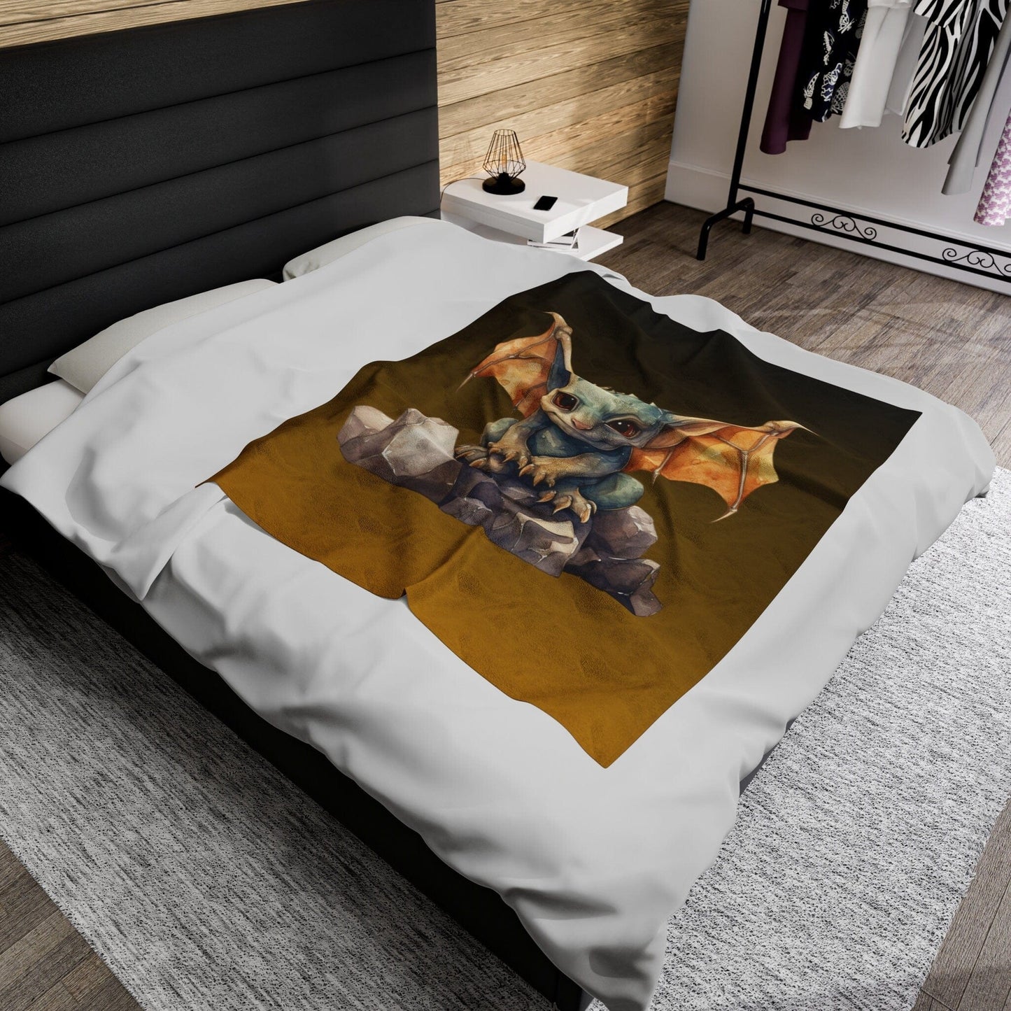 Printify Blanket 50" × 60" Gothic Gargoyle Blanket | Anniversary Dark Comfort | Gargoyle Velveteen Plush Blanket | Perfect Anniversary Gift for Gothic Home Decor