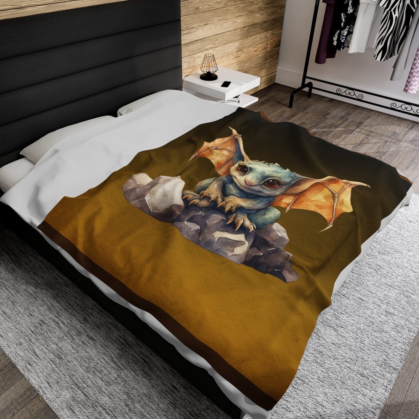 Printify Blanket Gothic Gargoyle Blanket | Anniversary Dark Comfort | Gargoyle Velveteen Plush Blanket | Perfect Anniversary Gift for Gothic Home Decor
