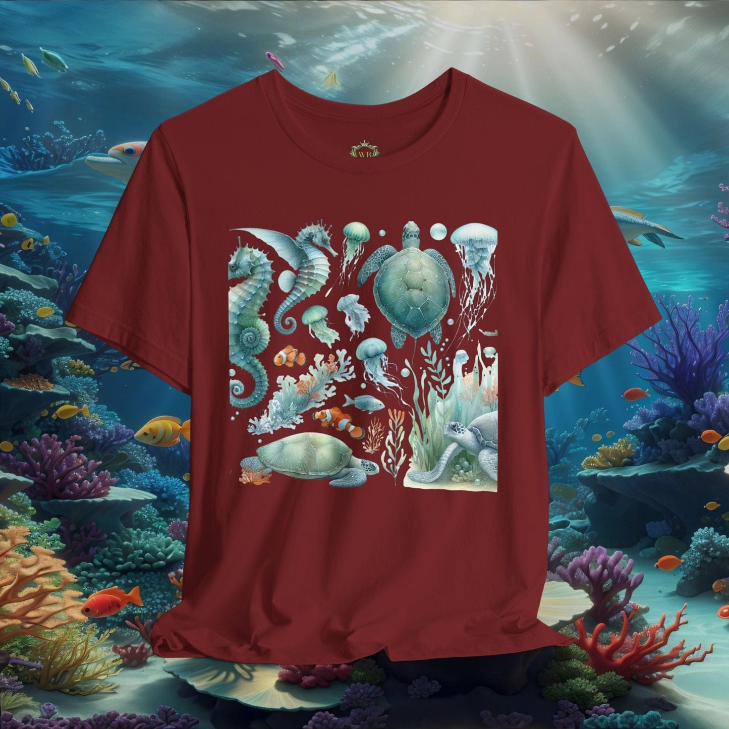 Printify T-Shirt Cardinal / XS Sea Animal Graphic T-Shirt | Ocean Creatures Shirt | Marine Life Gift Tee
