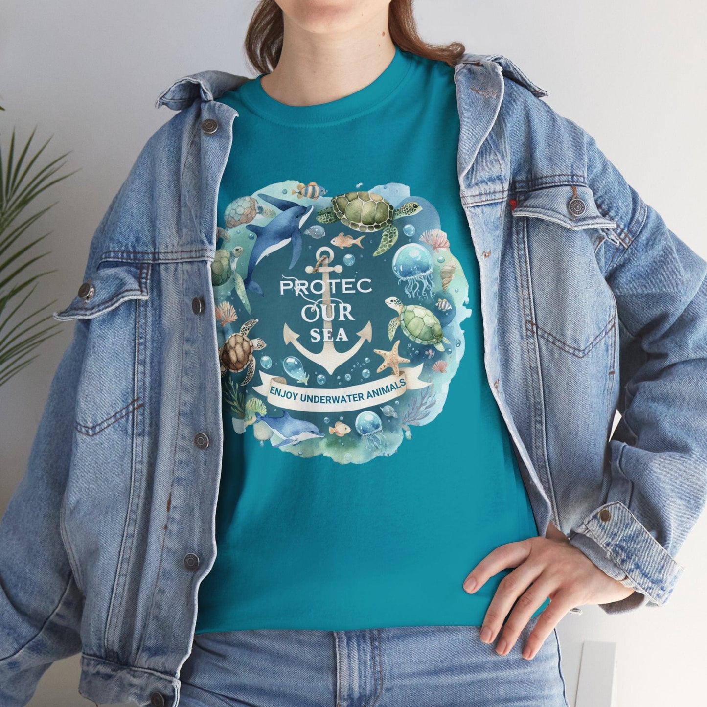 Printify T-Shirt Protect Our Sea Tee | Ocean Conservation T-Shirt | Eco-Friendly Shirt | Marine Life Top