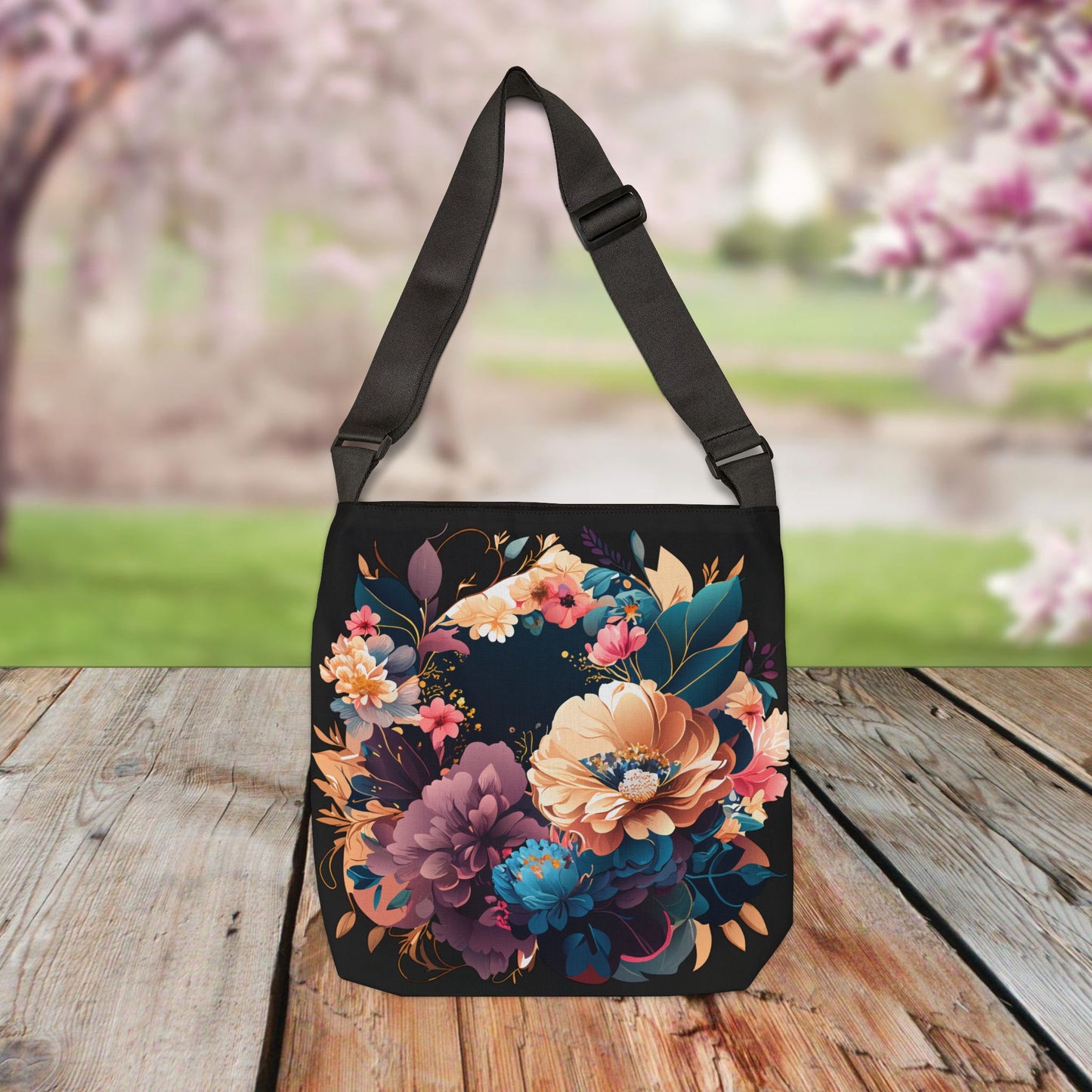 Boho Floral Adjustable Tote Bag