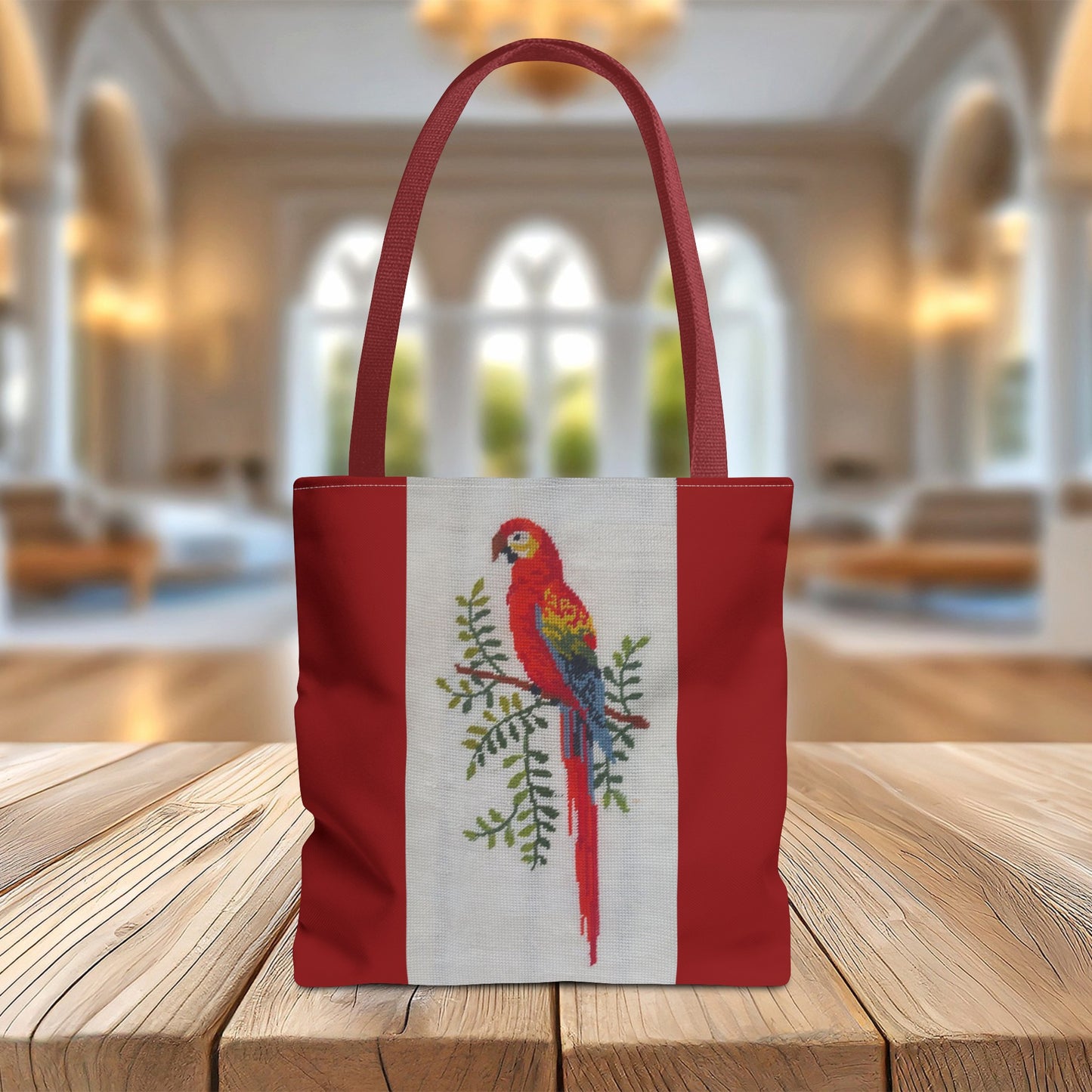 Bird Flower Cross Stitch Tote Bag