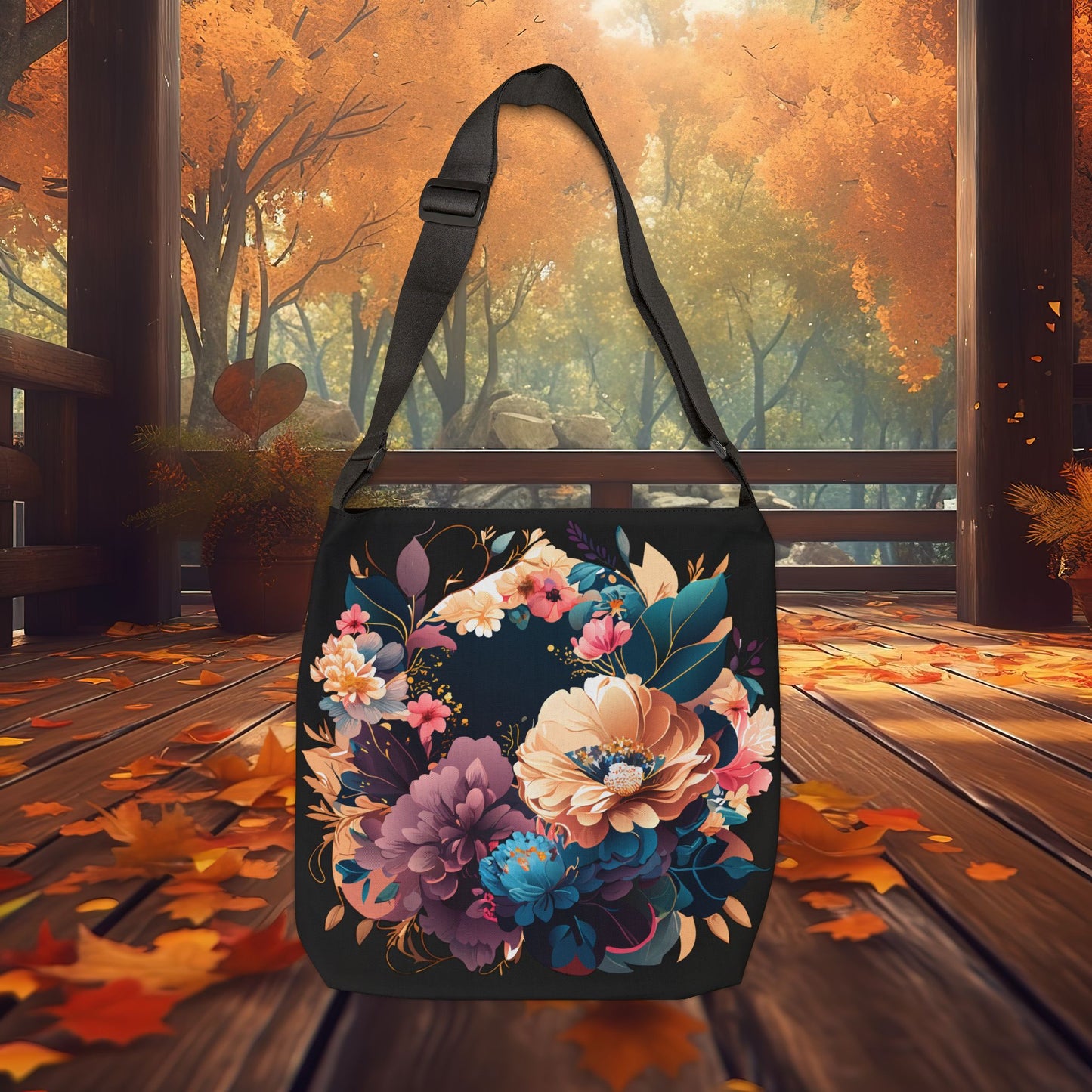 Boho Floral Adjustable Tote Bag