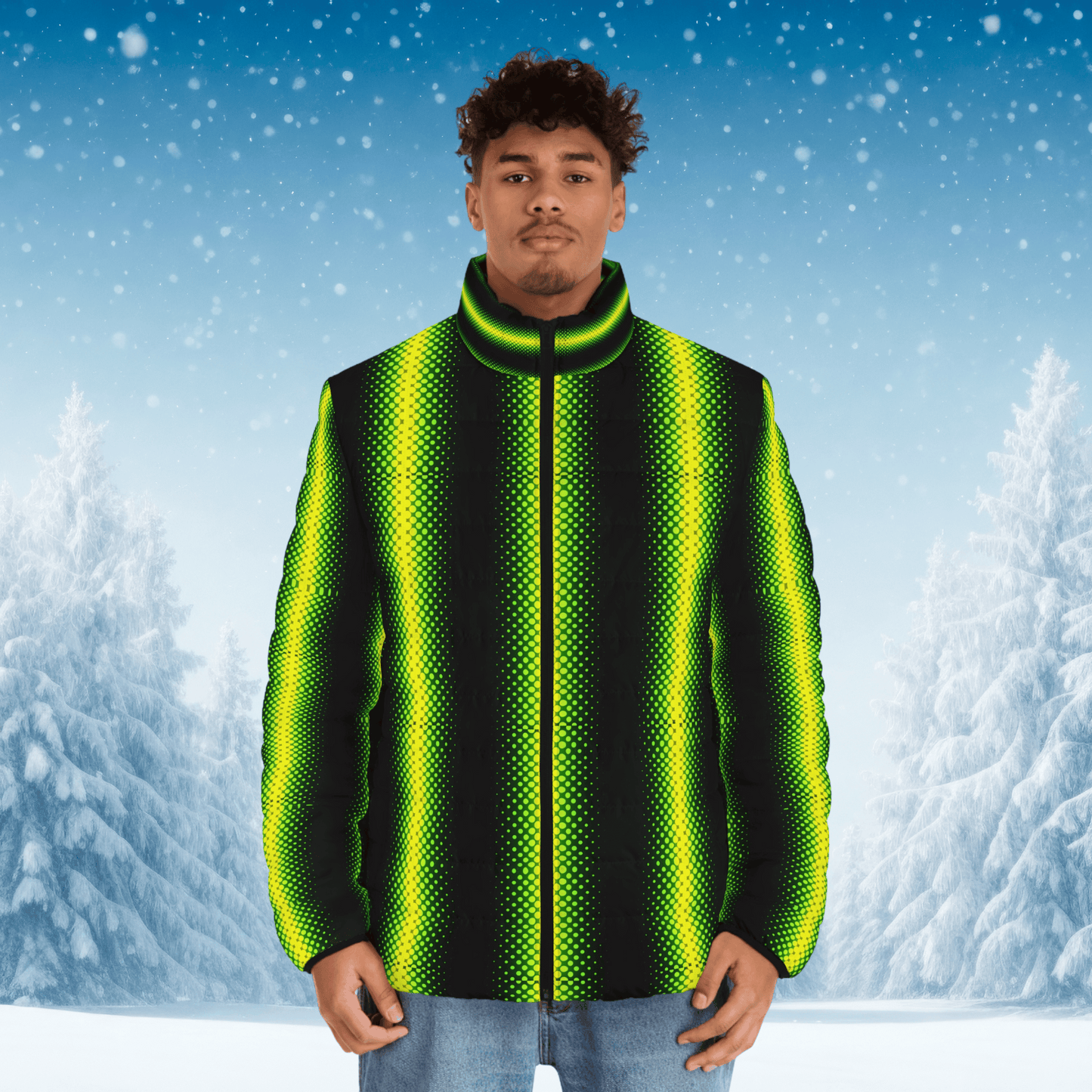 Neon Gradient Men's Puffer Jacket 