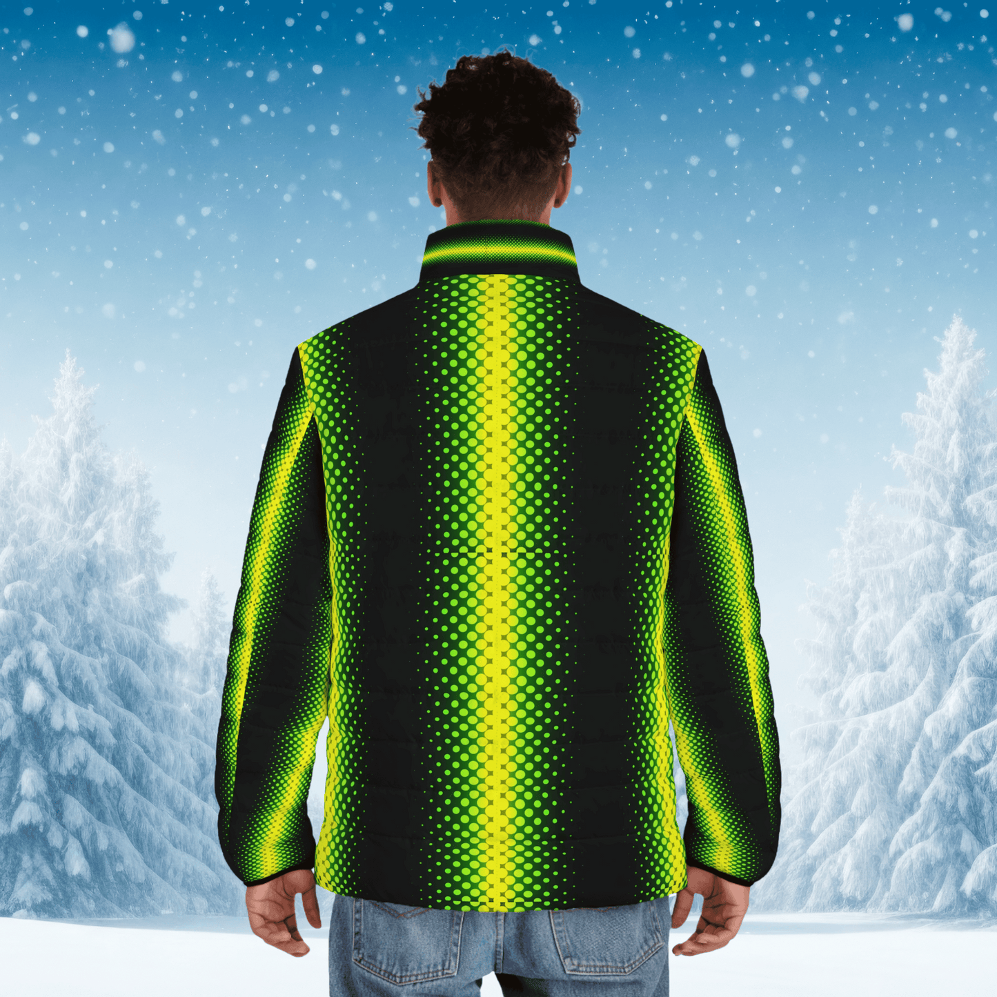 Neon Gradient Men's Puffer Jacket 