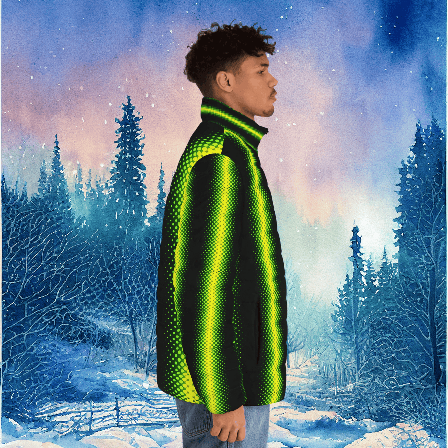 Neon Gradient Men's Puffer Jacket 