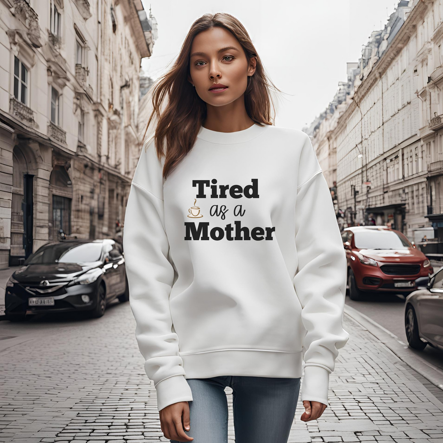 Müde als Mutter Sweatshirt | Lustiges Mama-Leben-Pullover