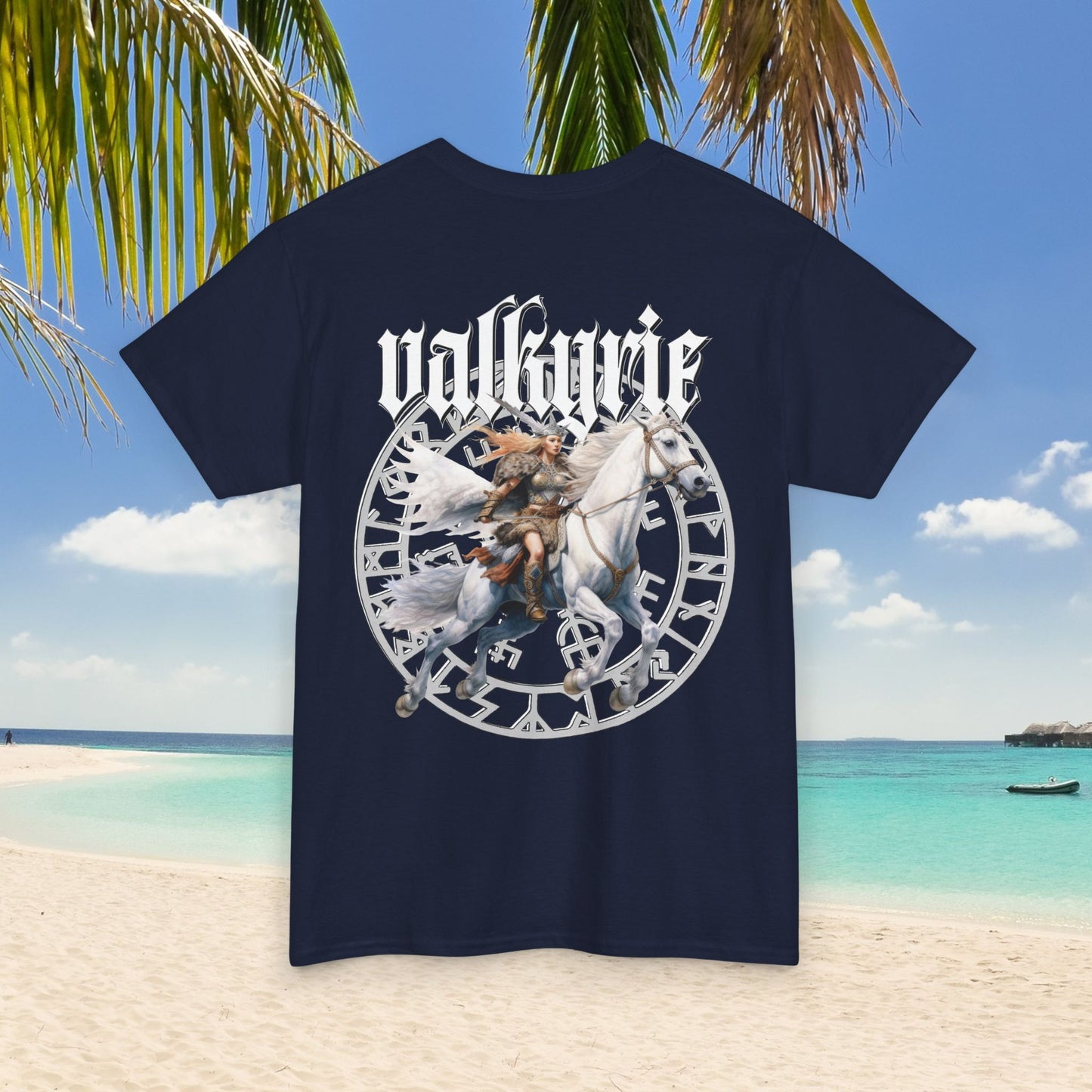 Retro Valkyrie Shirt / navy, is ideal Gift for Viking Lover, Valkyrie Norse Mythology T-Shirt with Eye-Catching Back Print