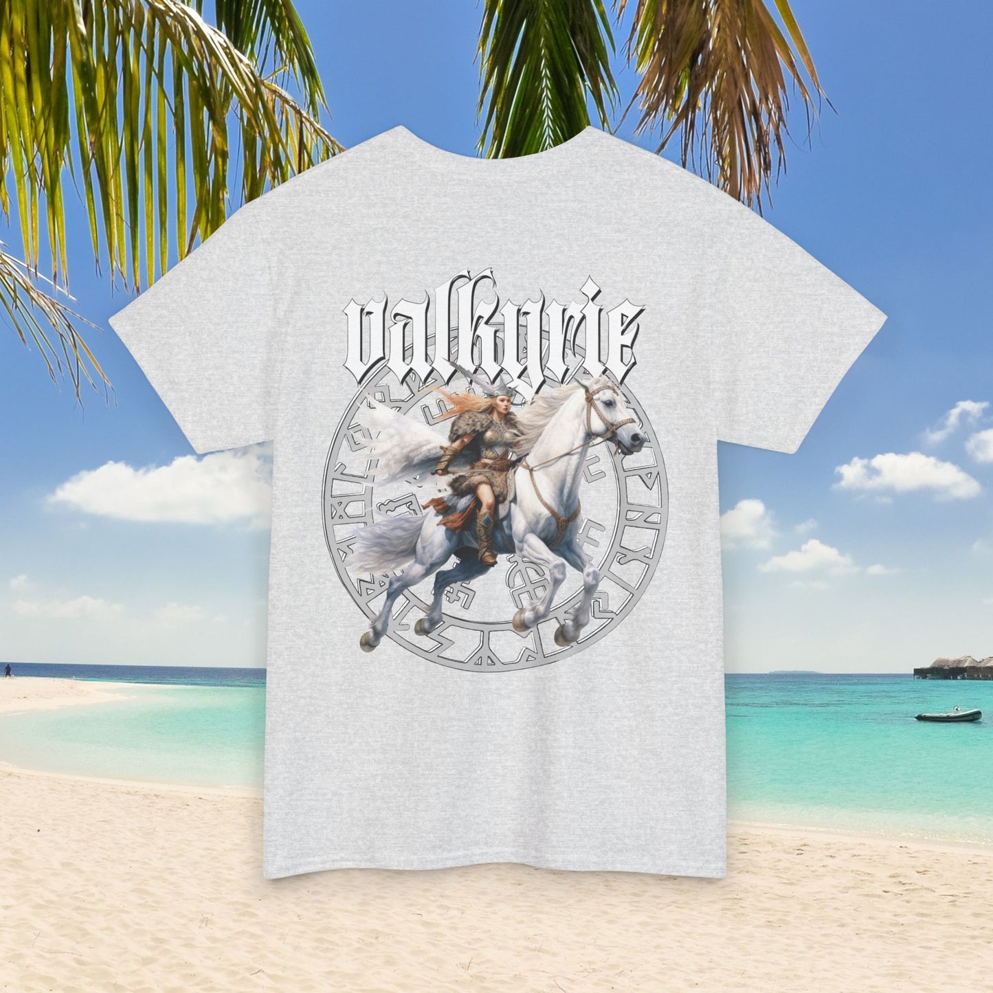 Retro Valkyrie Shirt / White, is ideal Gift for Viking Lover, Valkyrie Norse Mythology T-Shirt with Eye-Catching Back Printe