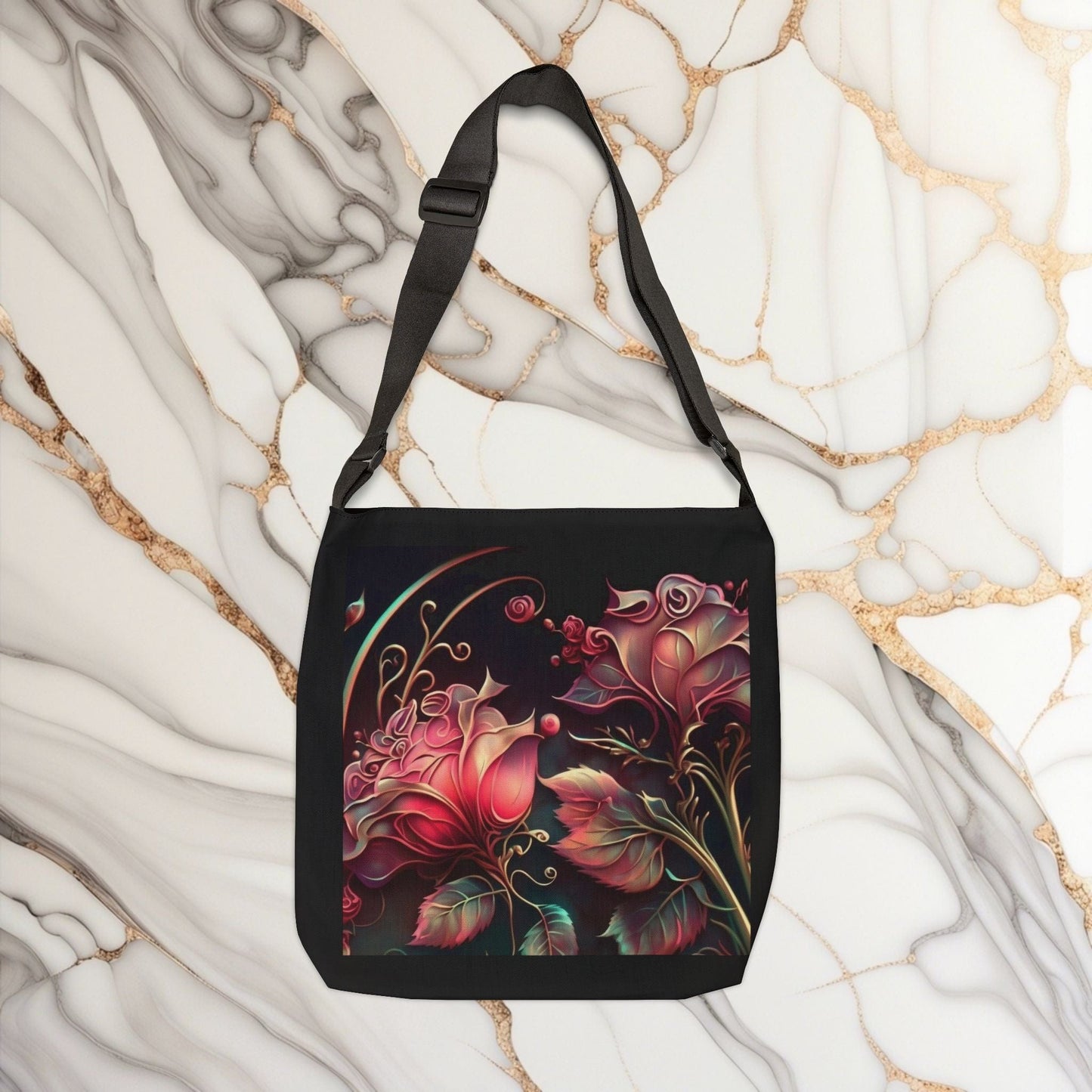 Printify Bags 16" × 16'' Adjustable Tote Bag - Versatile Floral Gift Idea for Her and Him