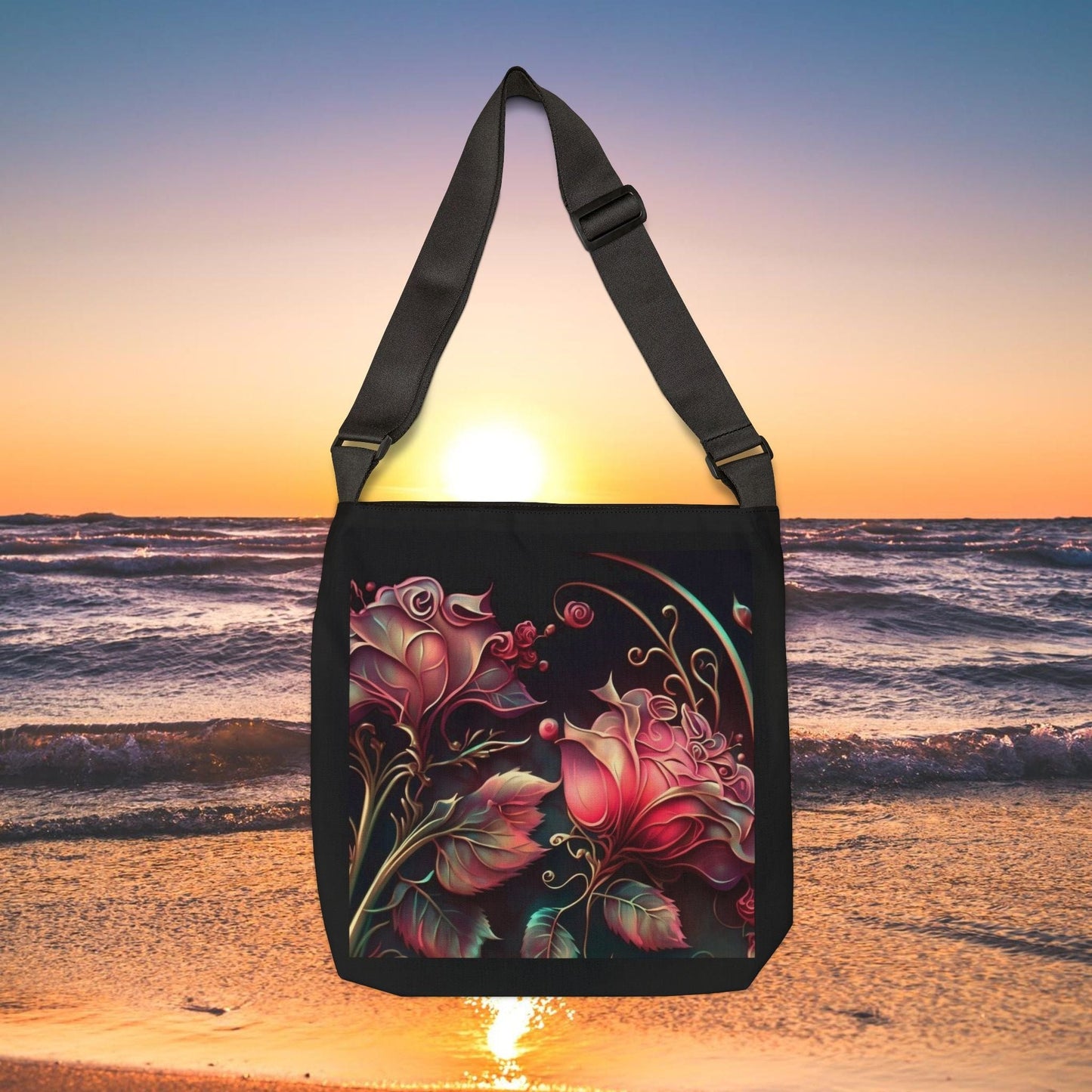 Printify Bags Adjustable Tote Bag - Versatile Floral Gift Idea for Her and Him