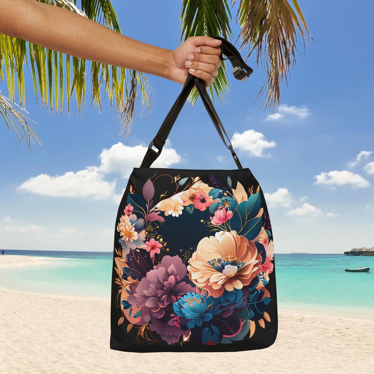 Printify Bags Boho Floral Adjustable Tote Bag |Unique and Trendy Design