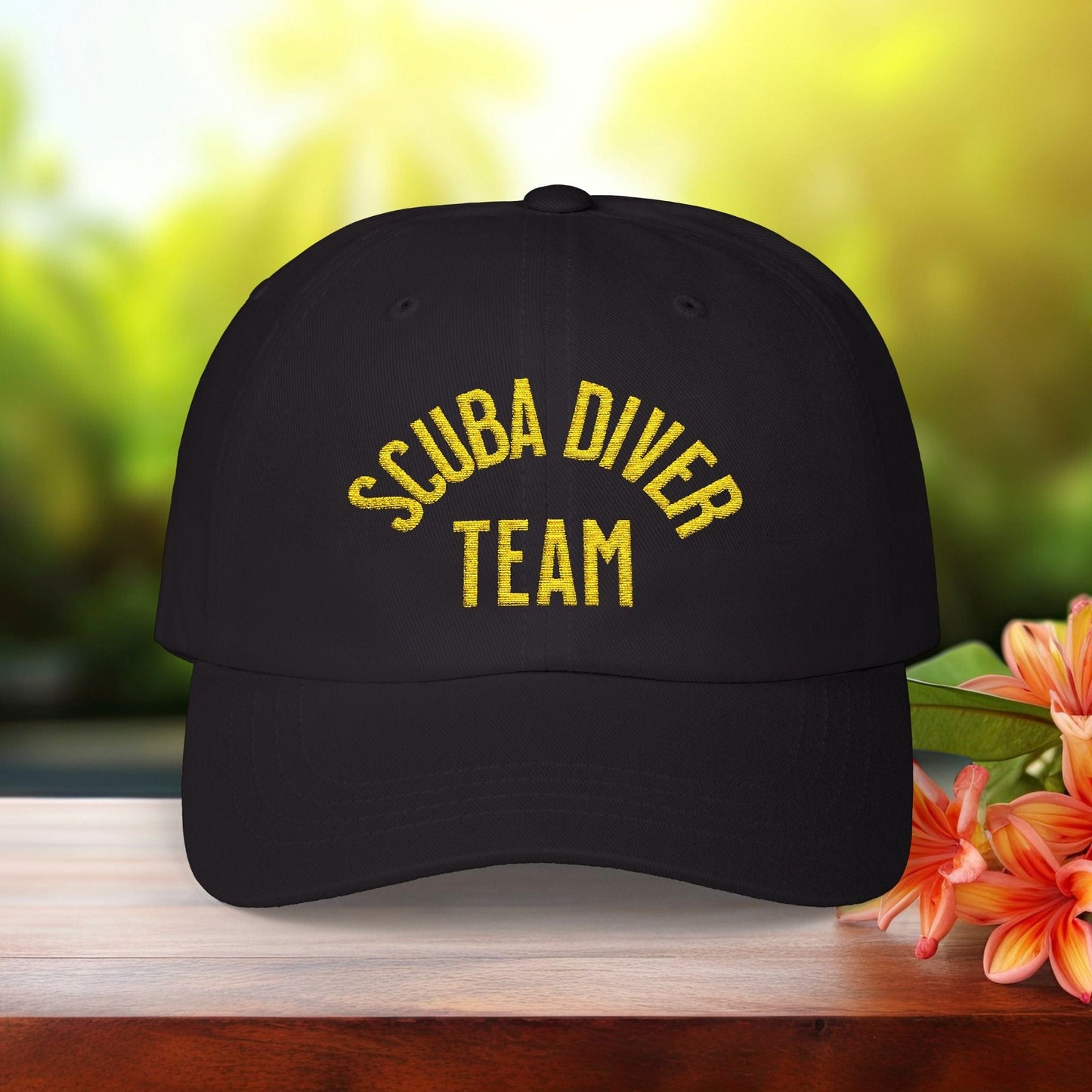 Printify Hats Black / One size Embroidered Scuba Diver Team Hat | Ocean Lover Baseball Cap | Dad Hat