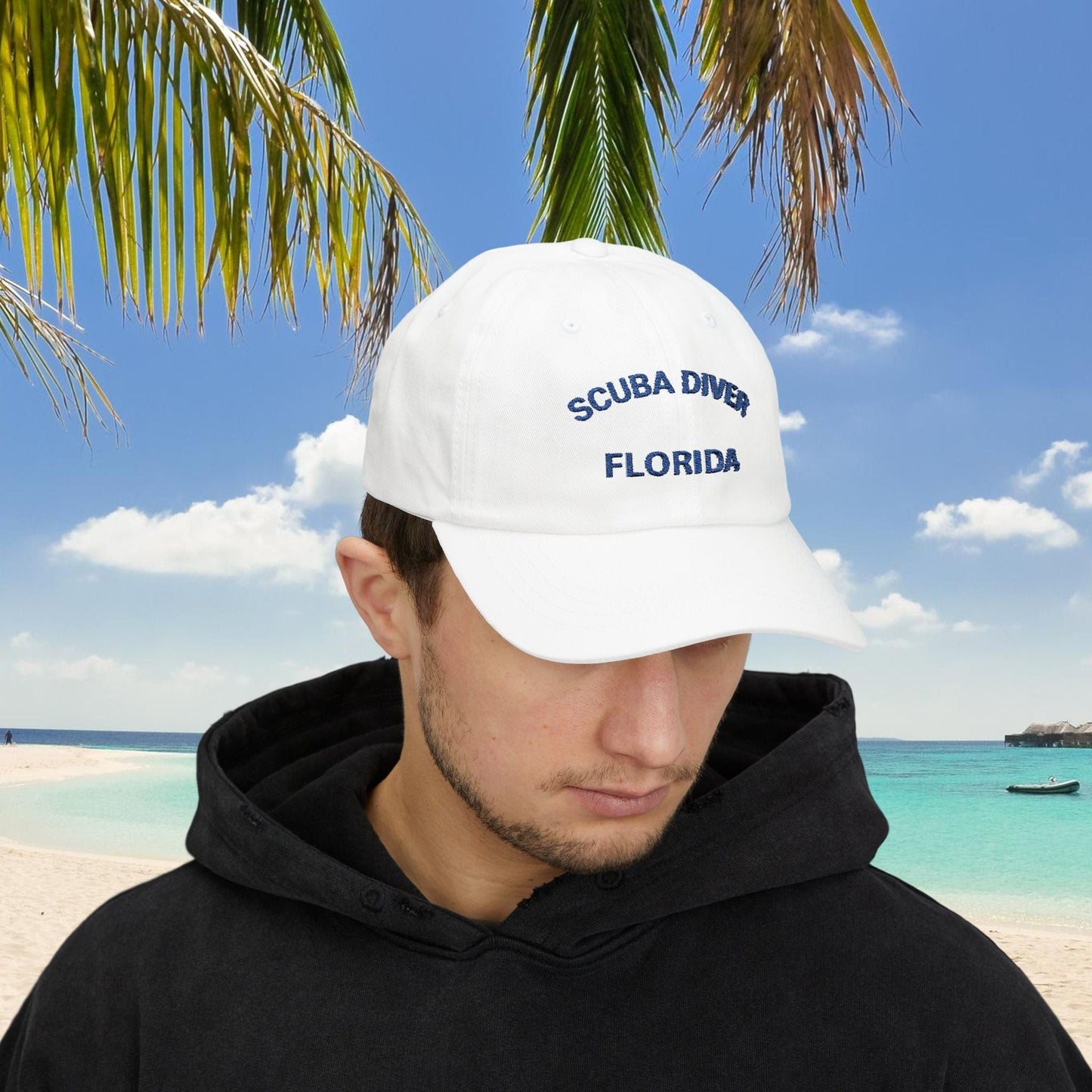 Printify Hats Embroidered Scuba Diver Cap | Perfect Gift for Ocean Lovers | Beach Vacation Hat | Nautical Apparel