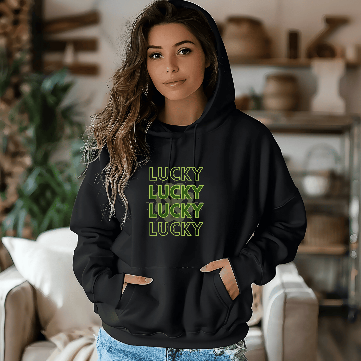 Printify Hoodie Lucky Hoodie | Positive Vibes Unisex Sweatshirt