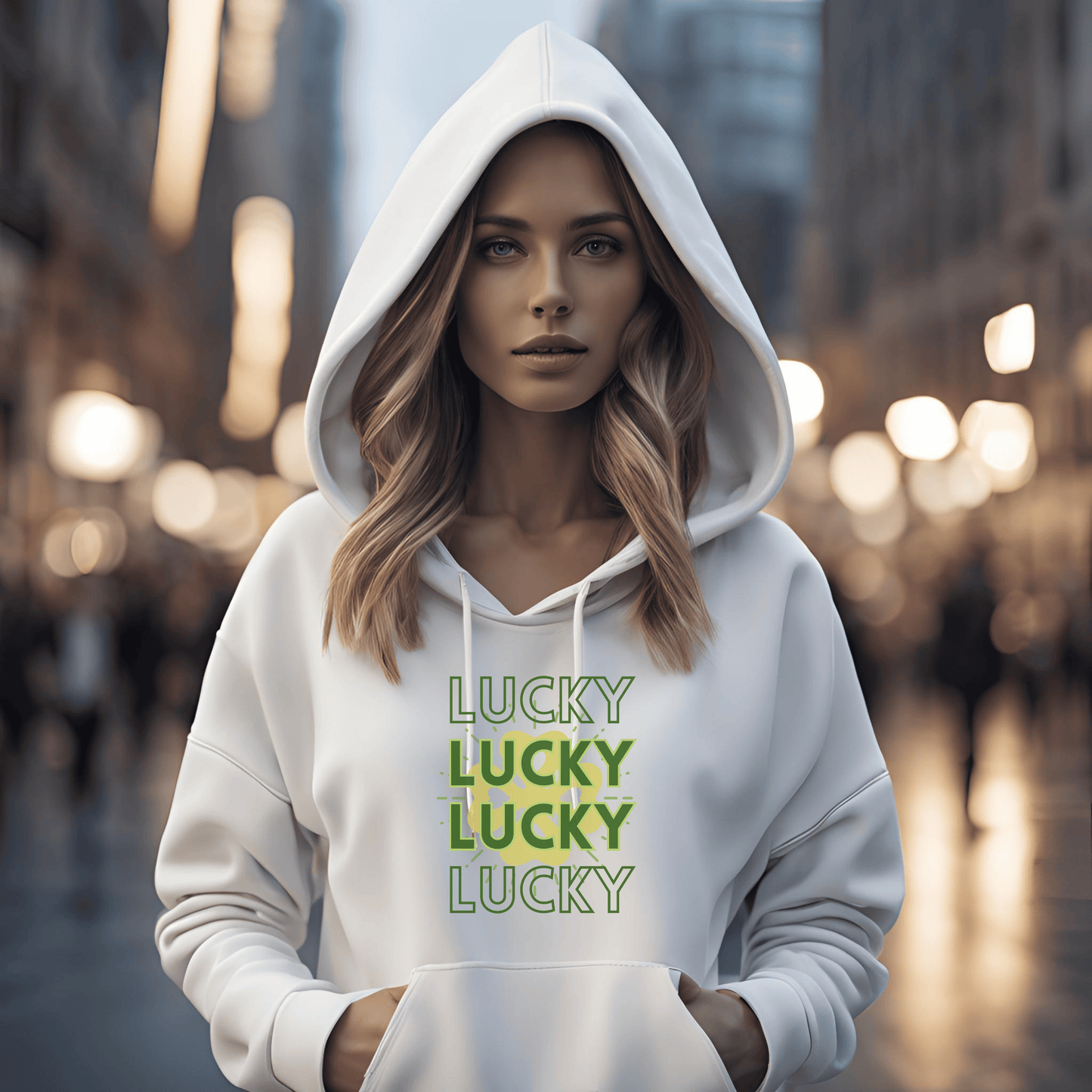 Printify Hoodie Lucky Hoodie | Positive Vibes Unisex Sweatshirt