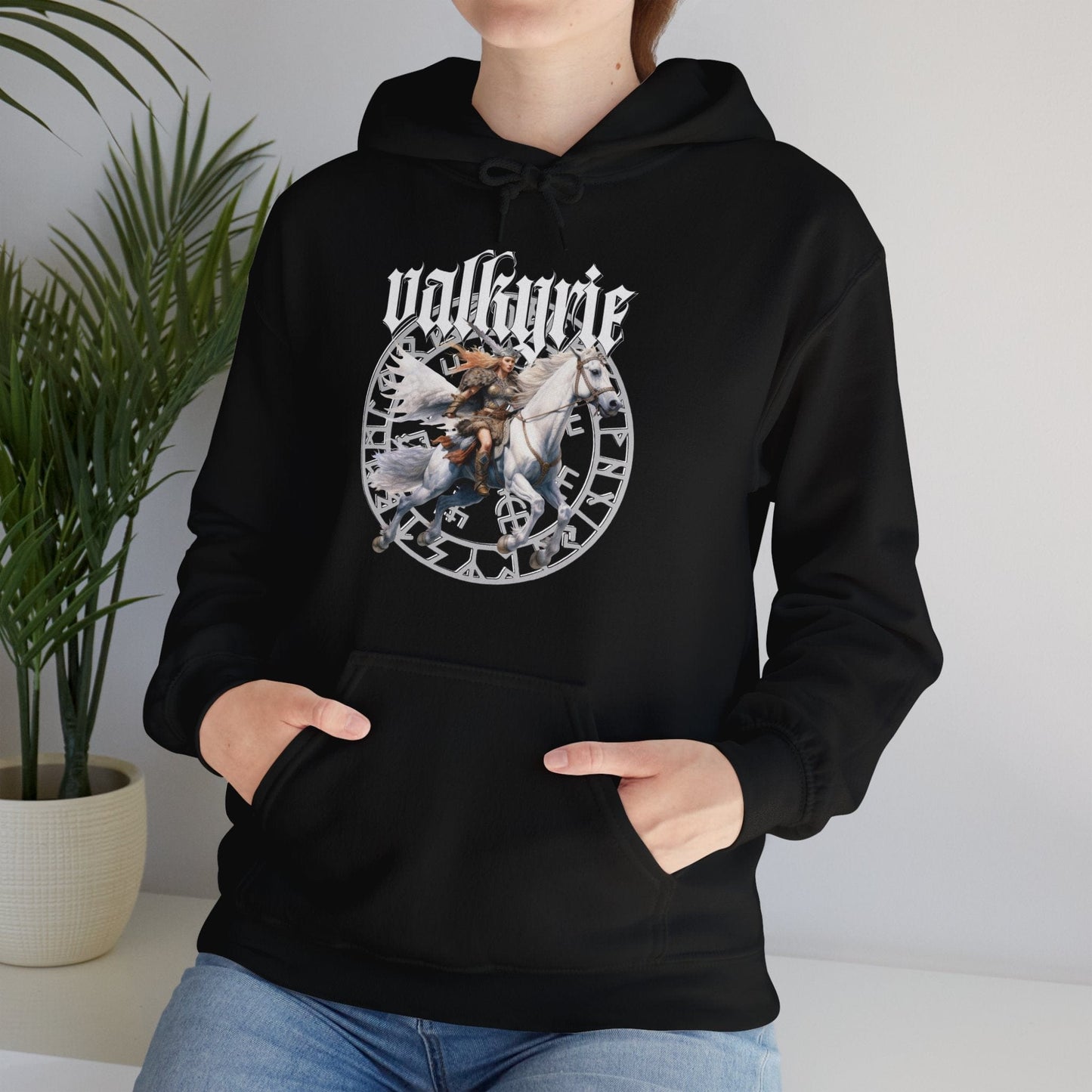 Printify Hoodie Retro Valkyrie Hooded Sweatshirt | Unisex Mythic Pullover Gift