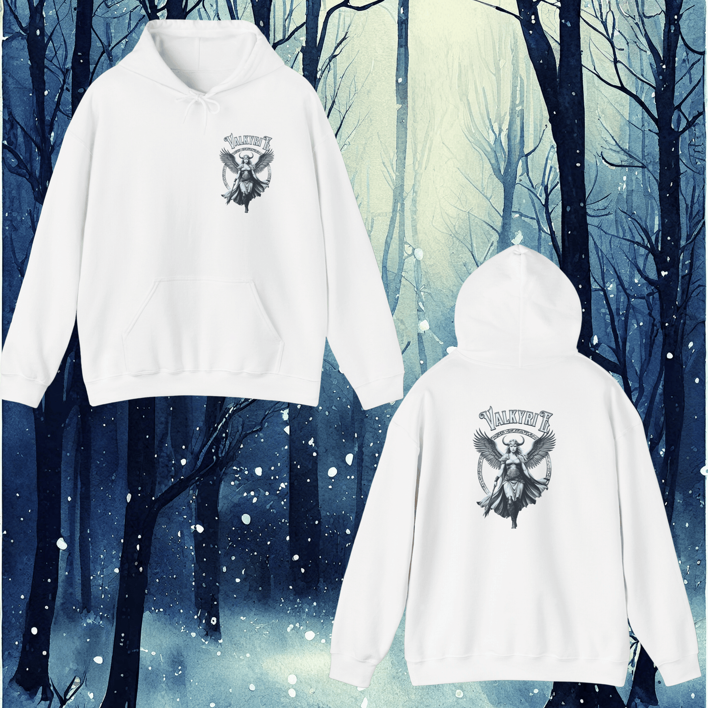 Printify Hoodie S / White Valkyrie Norse Mythology Hooded Sweatshirt | Viking Hoodie - Unisex Norse Gift Idea