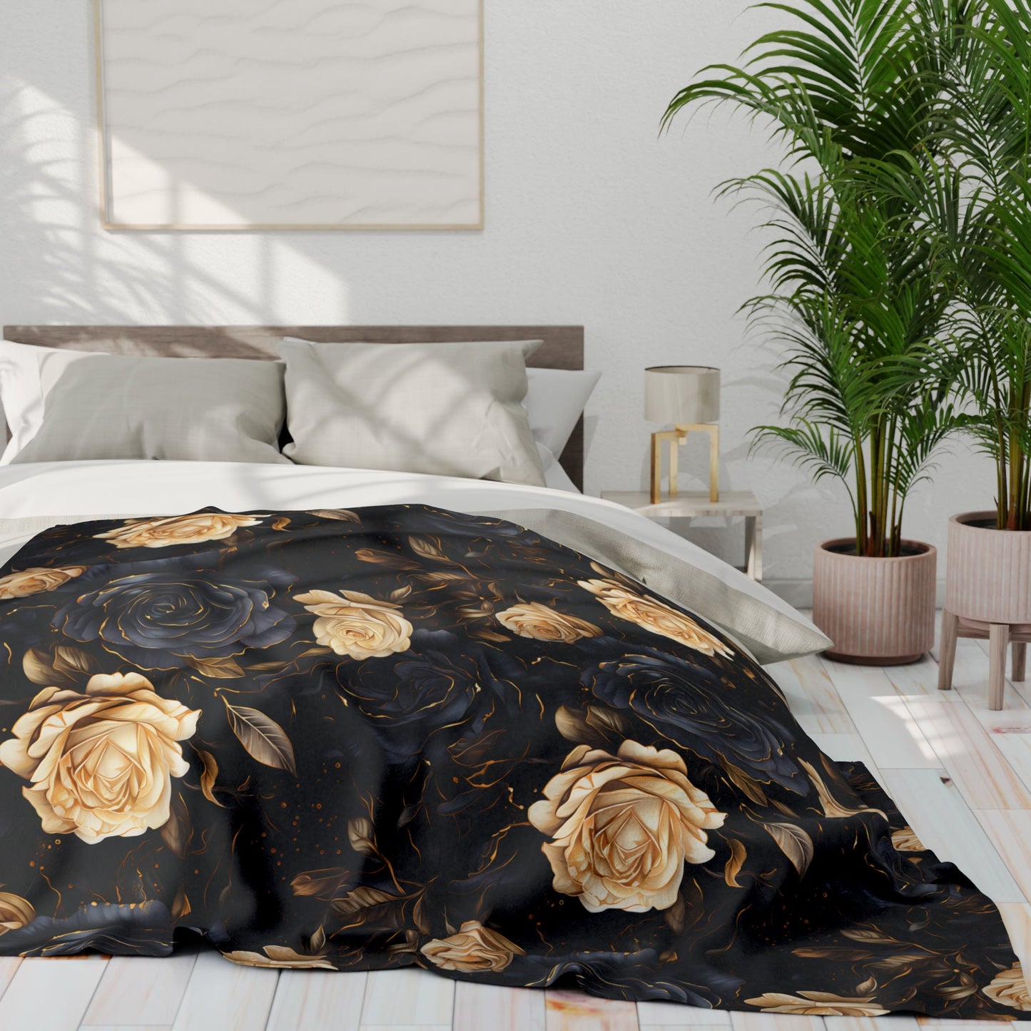 Black Rose Fleece Blanket