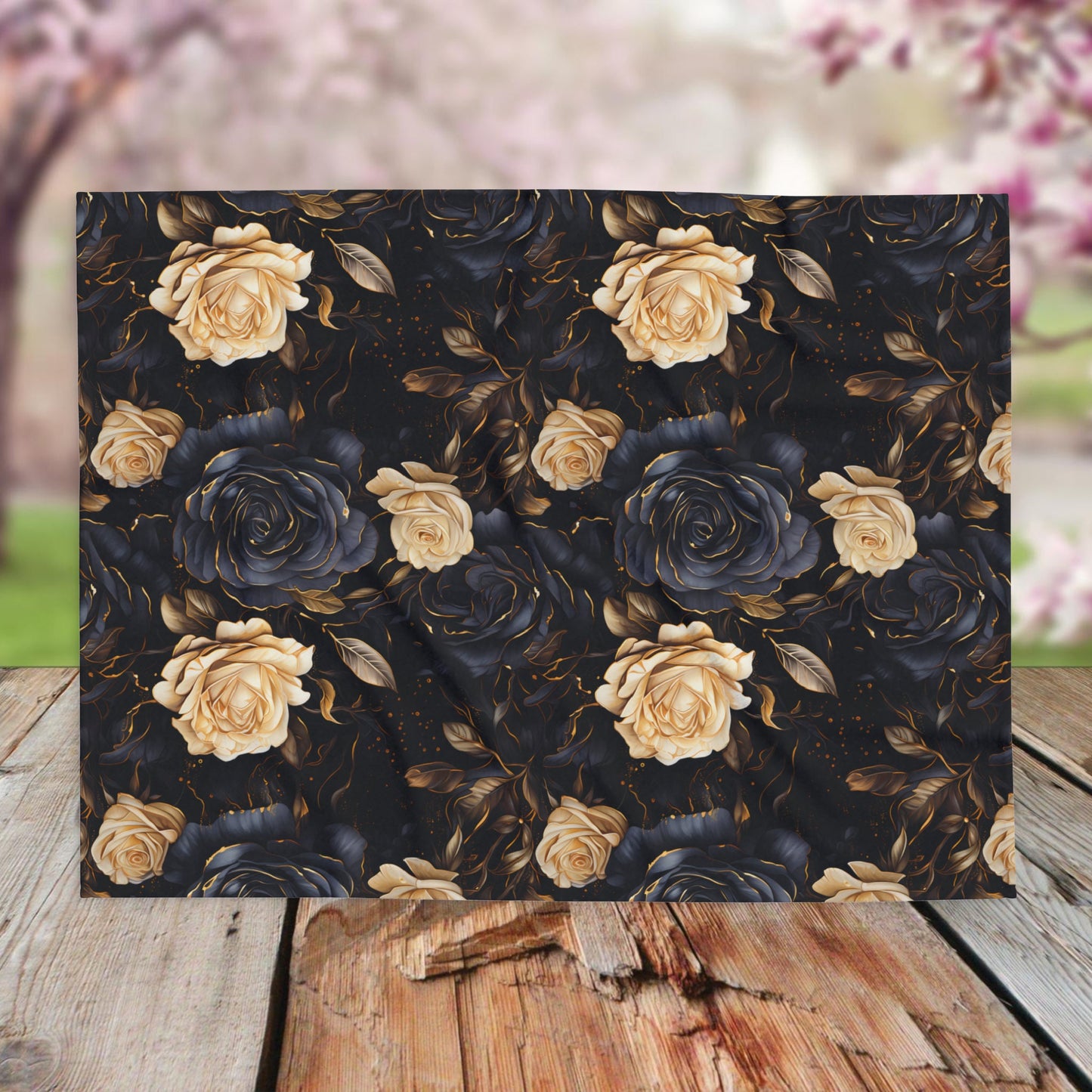 Black Rose Fleece Blanket