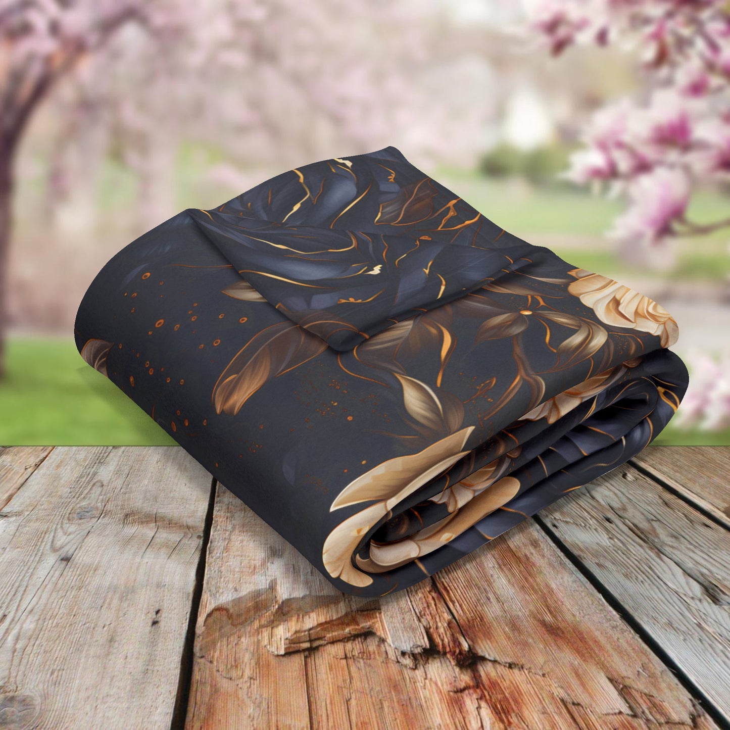 Black Rose Fleece Blanket