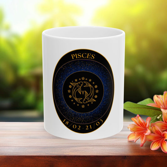 Printify Mug 11oz Pisces Zodiac Ceramic Mug - Astrology Coffee Cup (11oz, 15oz)