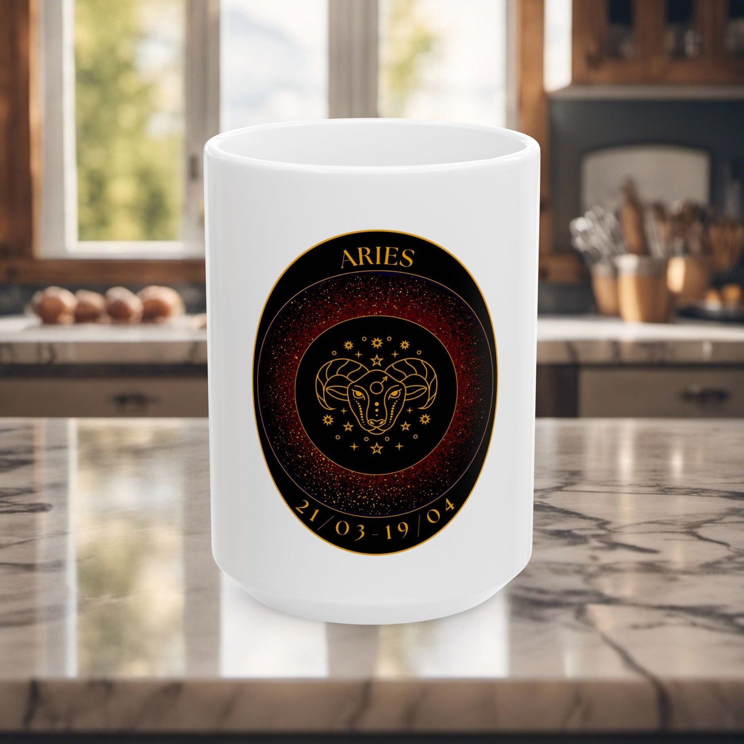 Printify Mug 15oz Personalized Aries Zodiac Mug