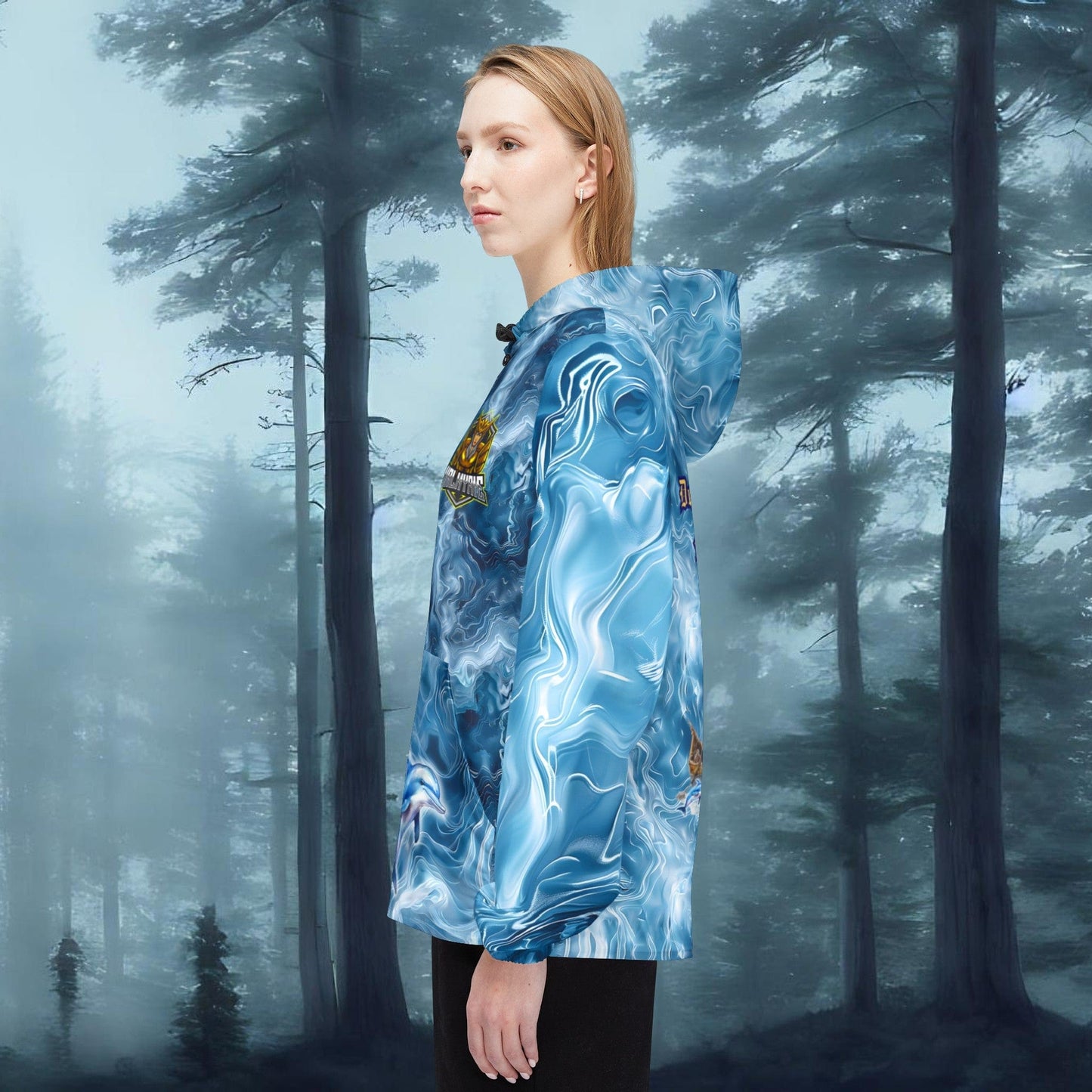 Printify Outerwear Dolphin Viking Windbreaker | Unique Nordic Design Jacket