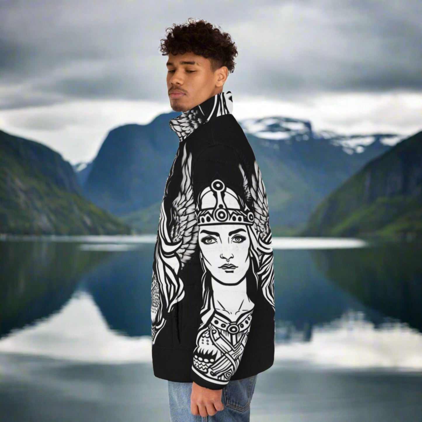 Printify Puffer Jackets Viking Valkyrie Puffer Jacket | Norse Myth Winter Jacket Gift