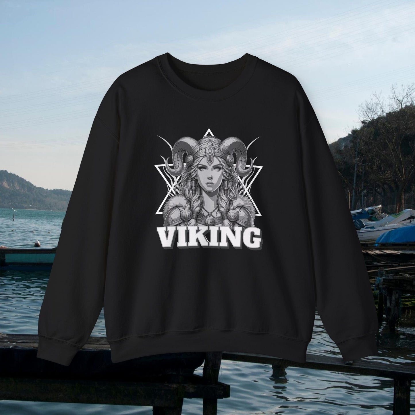 Printify Sweatshirt Black / S Valkyrie Crewneck Sweatshirt | Norse Mythology Unisex Top