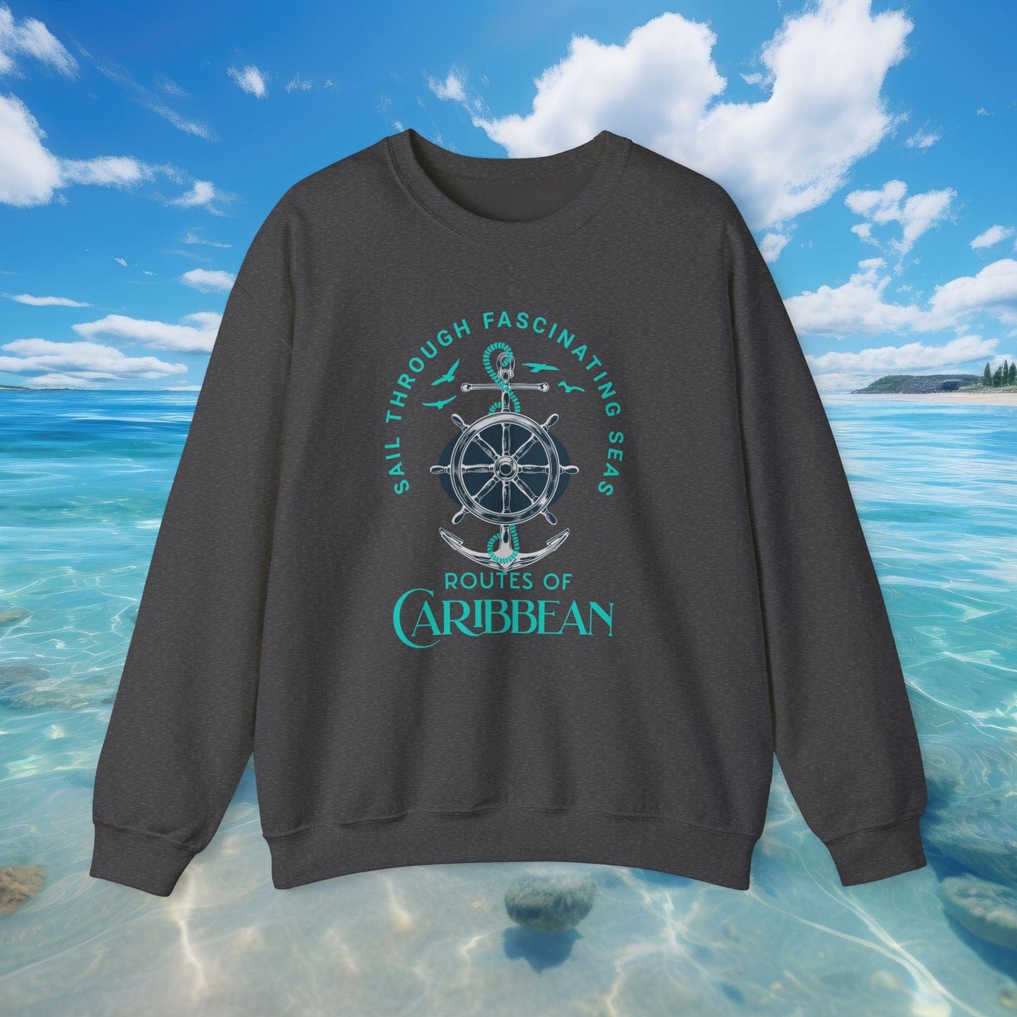 Printify Sweatshirt Dark Heather / S Caribbean Seas Adventure Unisex Sweatshirt