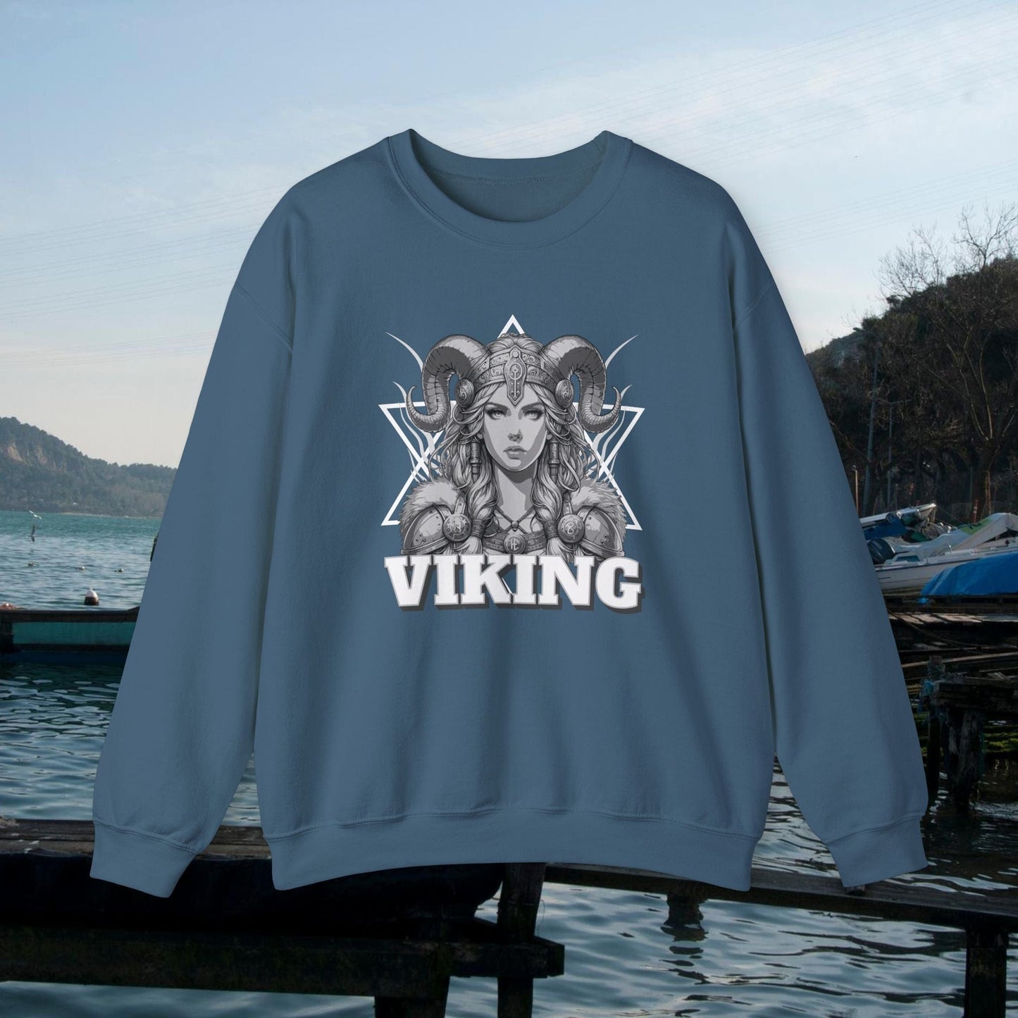 Printify Sweatshirt Indigo Blue / S Valkyrie Crewneck Sweatshirt | Norse Mythology Unisex Top