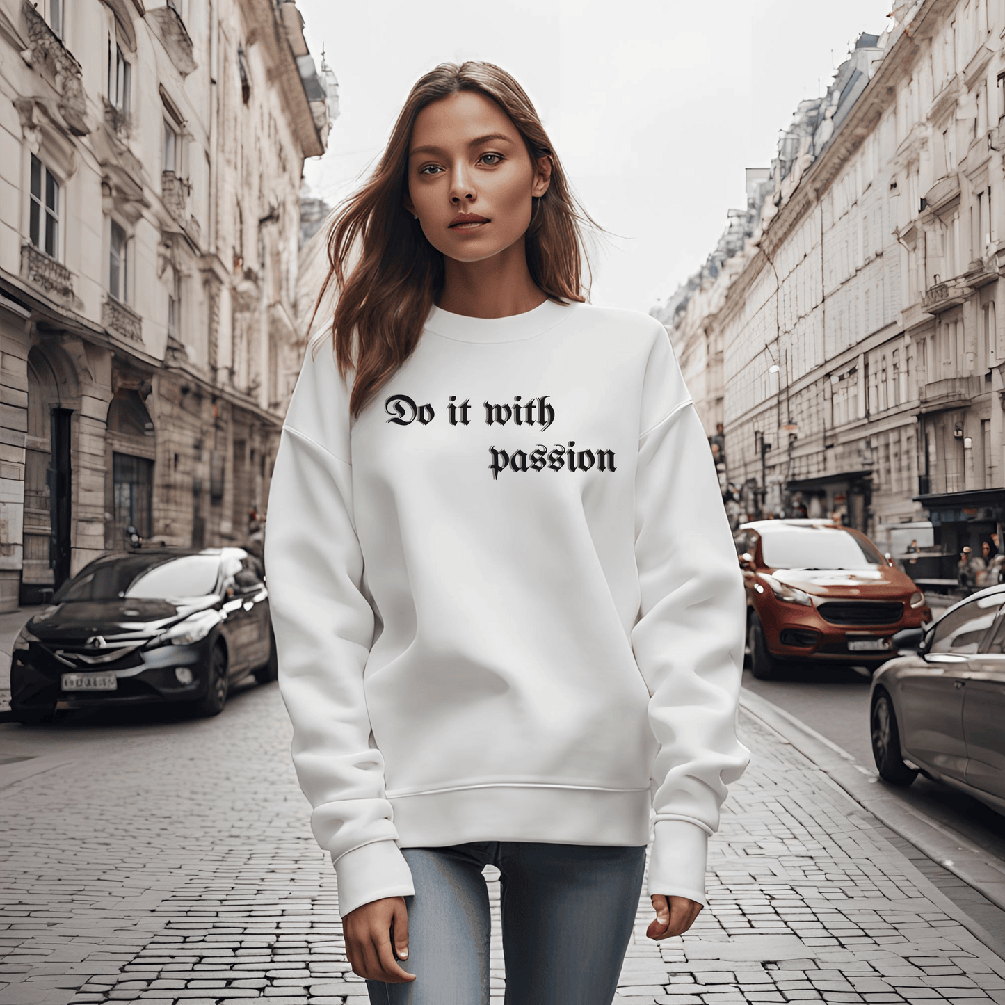 Printify Sweatshirt Motivational Garment-Dyed Sweatshirt | Do It with Passion-Cozy Casual Attire Gift