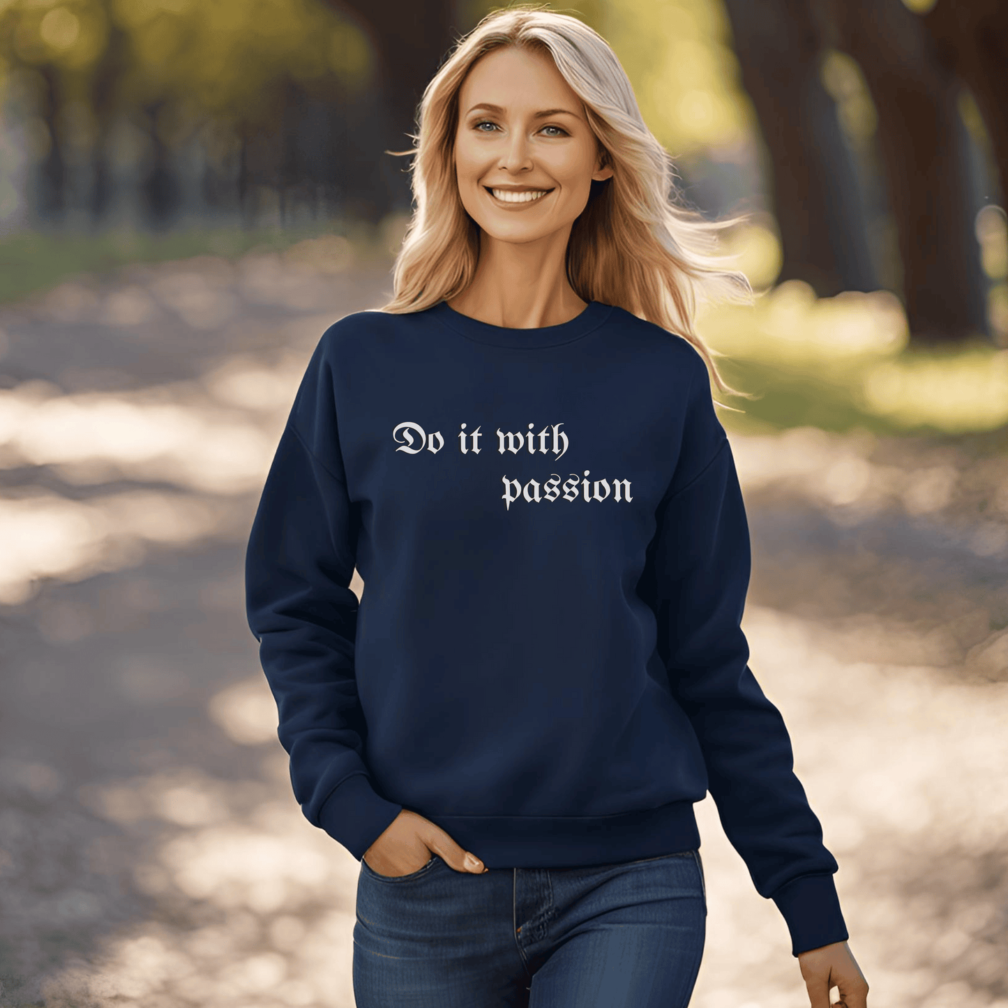 Printify Sweatshirt Motivational Garment-Dyed Sweatshirt | Do It with Passion-Cozy Casual Attire Gift