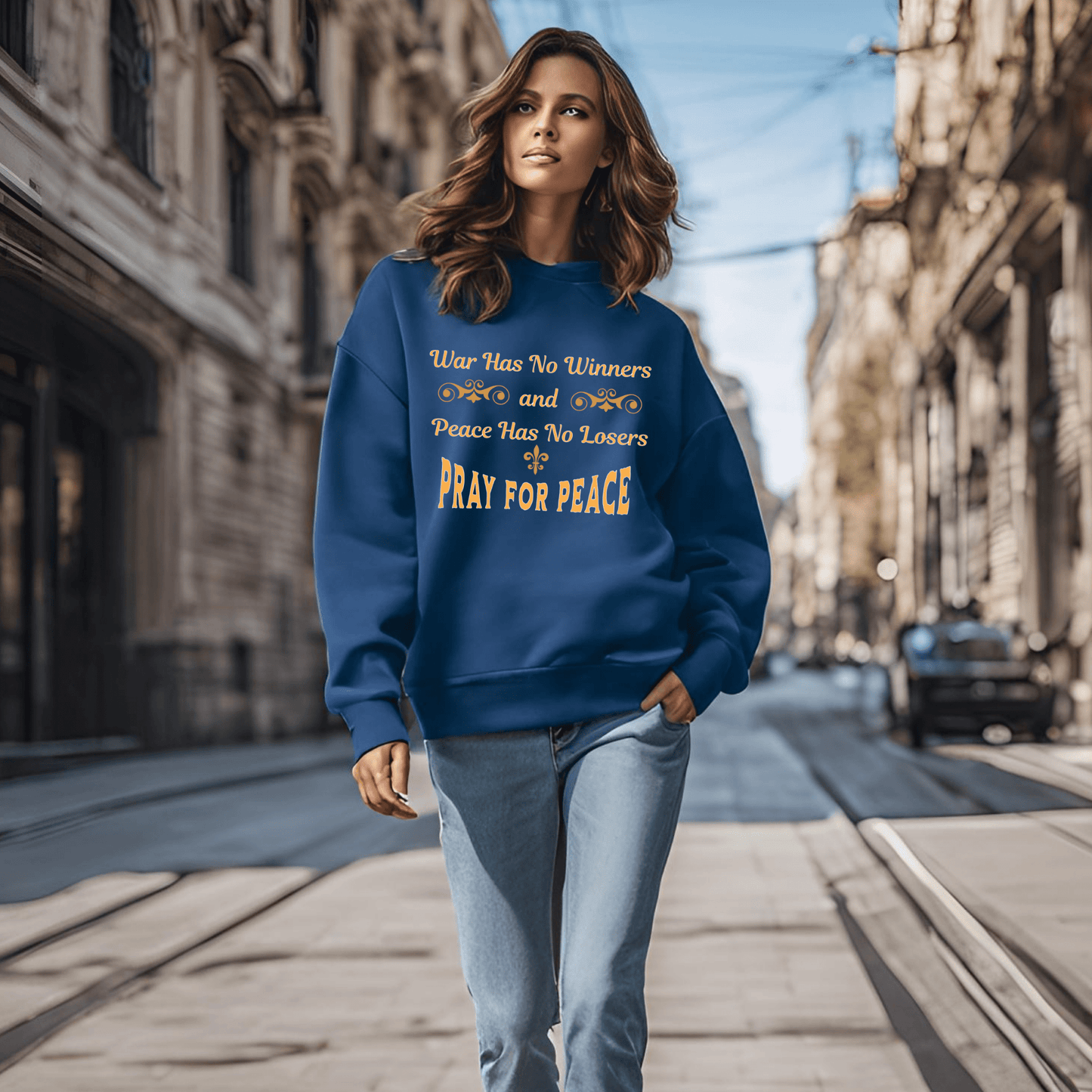 Printify Sweatshirt Peace Activist Sweatshirt | War Has No Winners and Peace Has No Losers | Pray for Peace