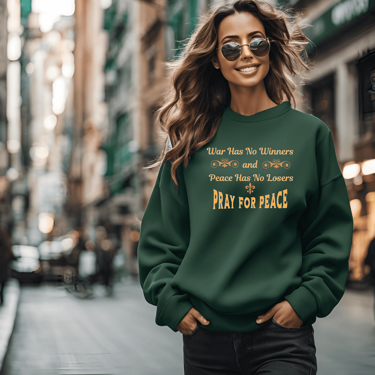 Printify Sweatshirt Peace Activist Sweatshirt | War Has No Winners and Peace Has No Losers | Pray for Peace