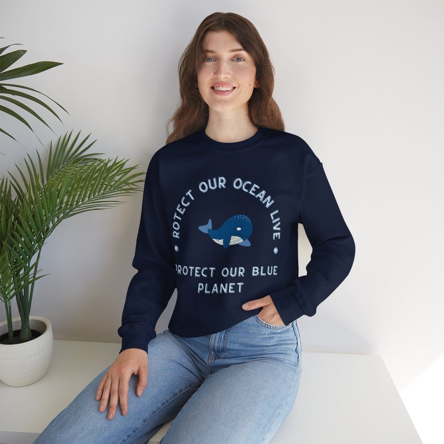 Printify Sweatshirt Protect Our Ocean Sweatshirt | Save Our Blue Planet | Eco-Friendly Conservation Apparel Gift