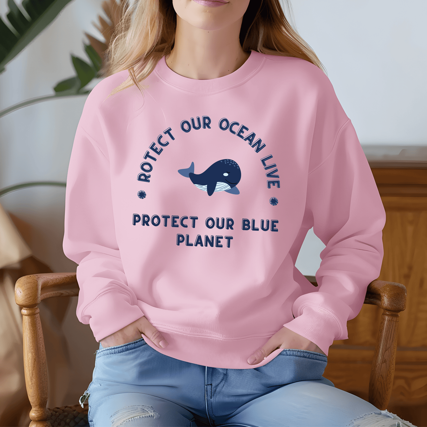 Printify Sweatshirt Protect Our Ocean Sweatshirt | Save Our Blue Planet | Eco-Friendly Conservation Apparel Gift