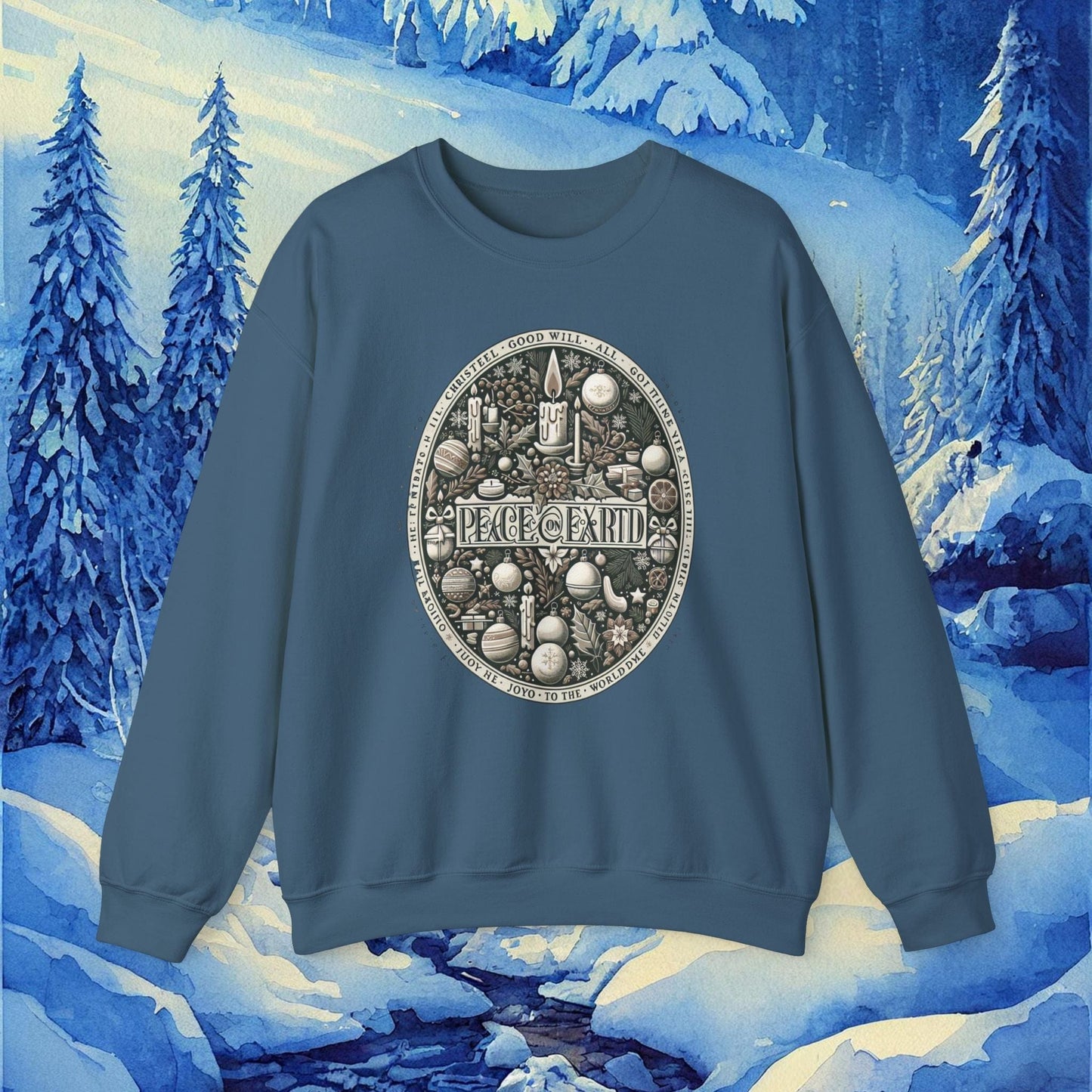 Printify Sweatshirt S / Indigo Blue Cozy Christmas Sweatshirt | Festive Holiday Gift Idea