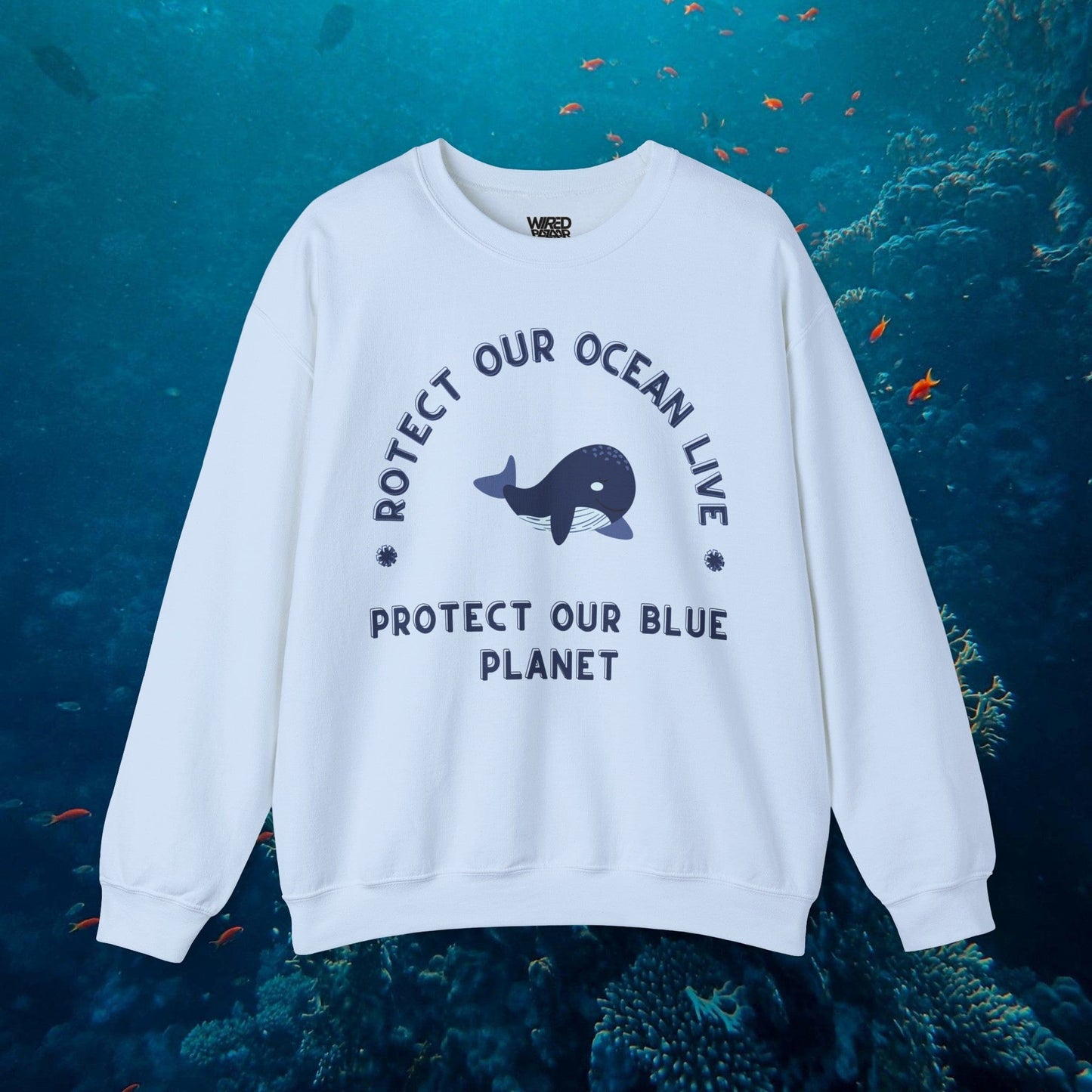 Printify Sweatshirt S / Light Blue Protect Our Ocean Sweatshirt | Save Our Blue Planet | Eco-Friendly Conservation Apparel Gift