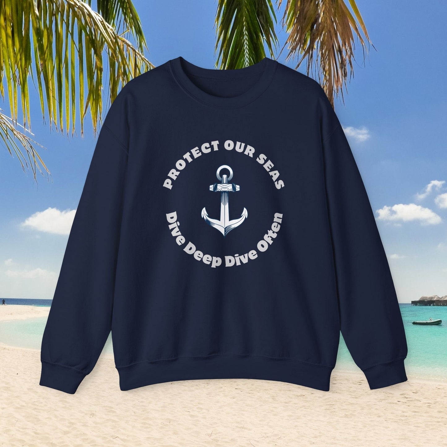 Printify Sweatshirt S / Navy Ocean Conservation Unisex Sweatshirt | Protect Our Seas Dive Often