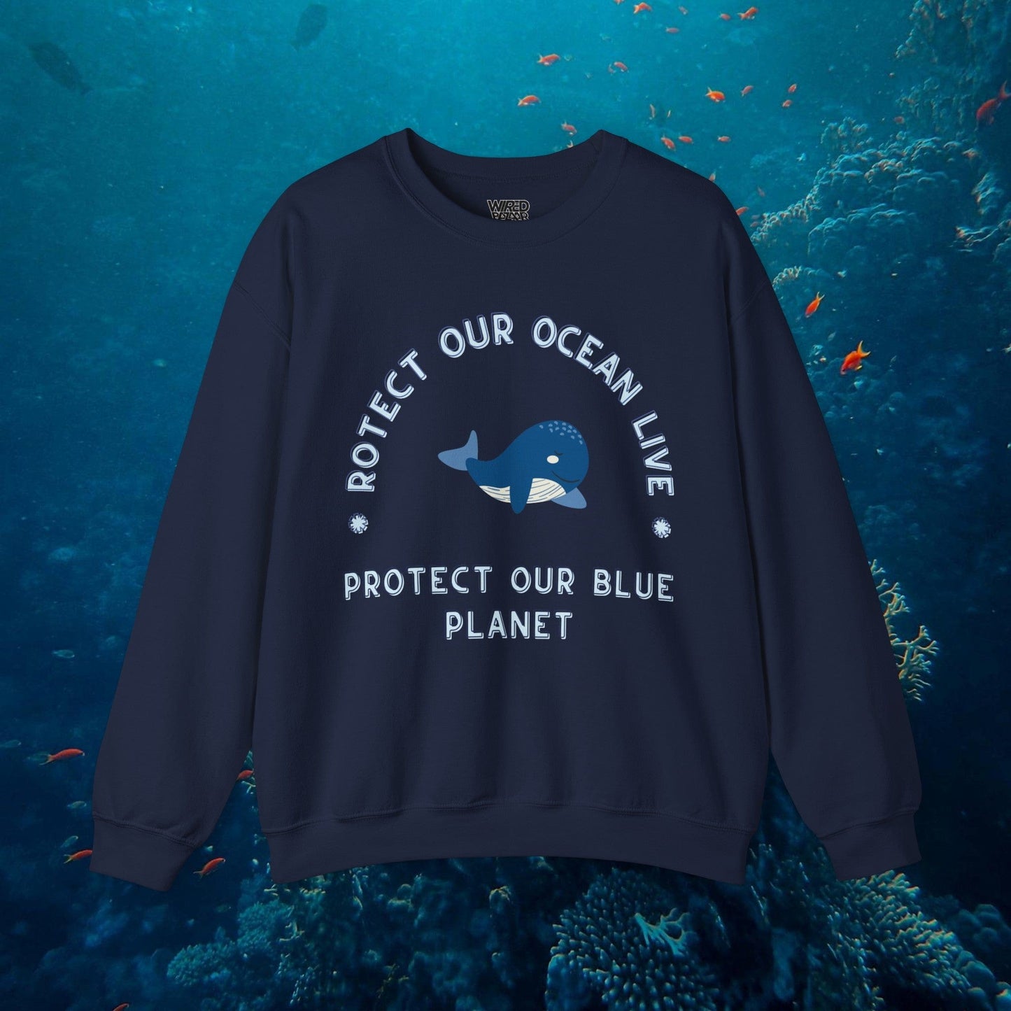 Printify Sweatshirt S / Navy Protect Our Ocean Sweatshirt | Save Our Blue Planet | Eco-Friendly Conservation Apparel Gift