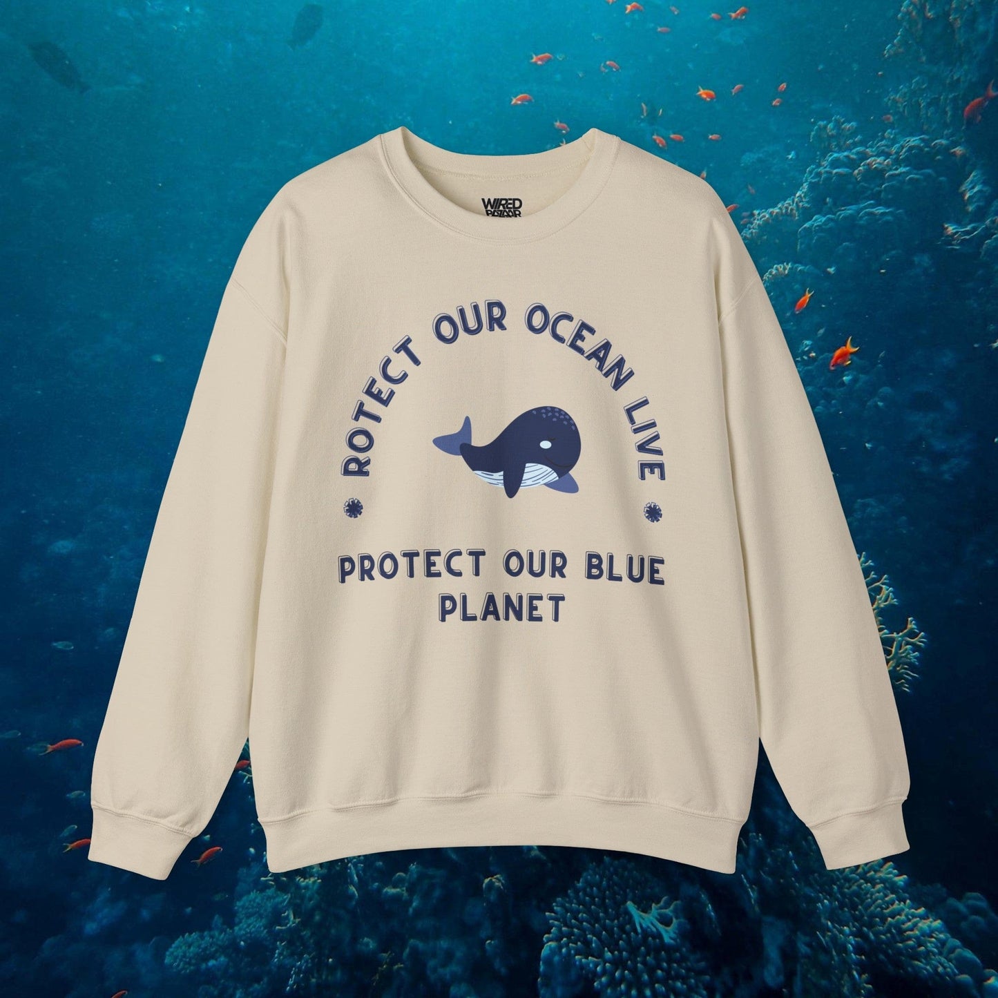 Printify Sweatshirt S / Sand Protect Our Ocean Sweatshirt | Save Our Blue Planet | Eco-Friendly Conservation Apparel Gift