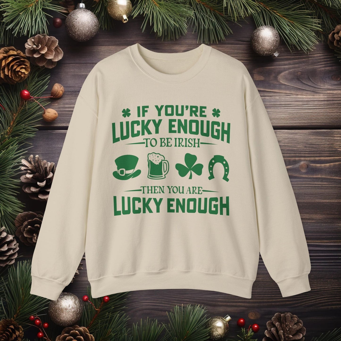 Printify Sweatshirt S / Sand St Patricks Day Unisex Sweatshirt - Lucky Irish Quote