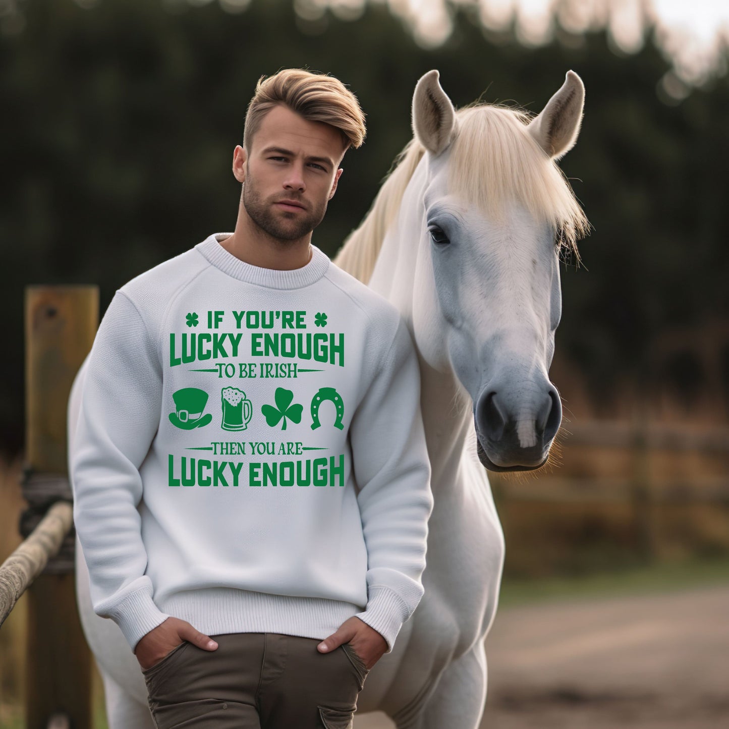 Printify Sweatshirt St Patricks Day Unisex Sweatshirt - Lucky Irish Quote