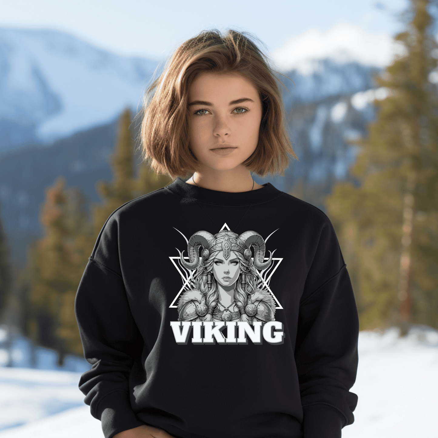 Printify Sweatshirt Valkyrie Crewneck Sweatshirt | Norse Mythology Unisex Top