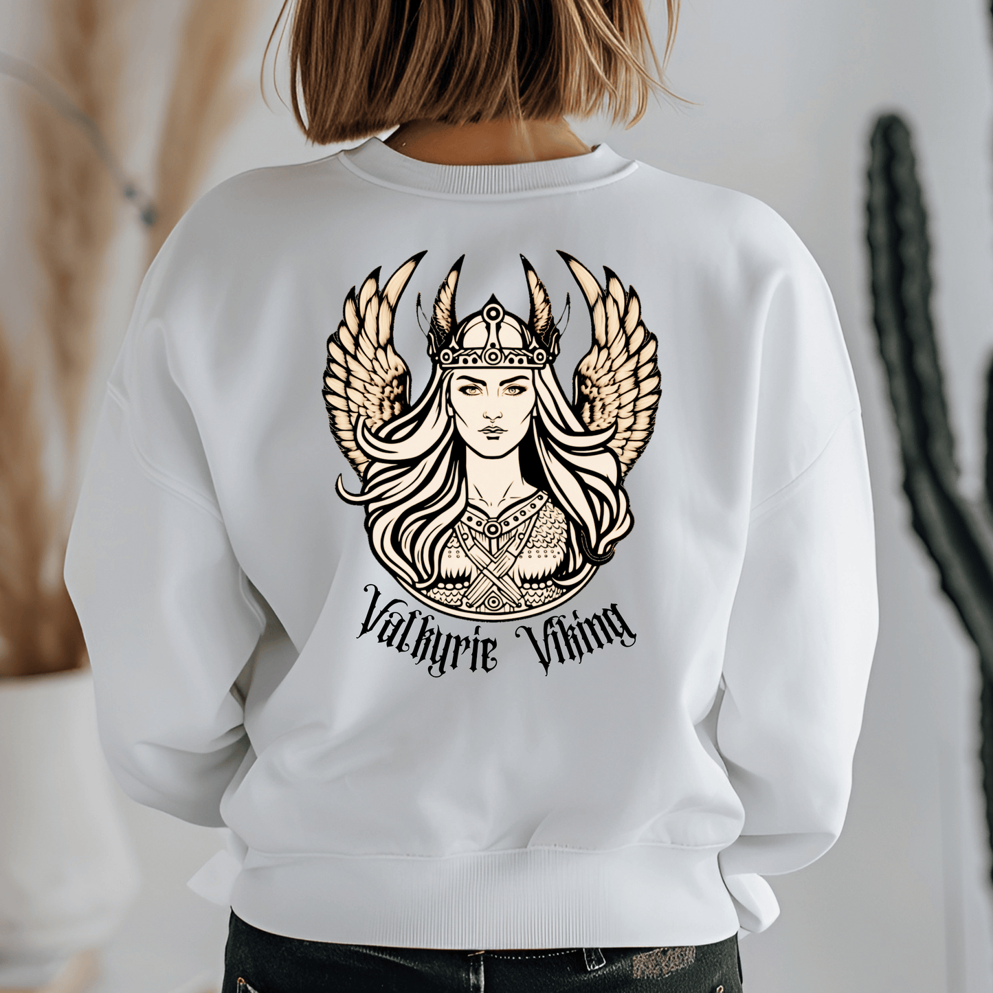 Printify Sweatshirt Valkyrie Viking Sweatshirt | Back Print Norse Warrior | Unique Gift | Viking Apparel