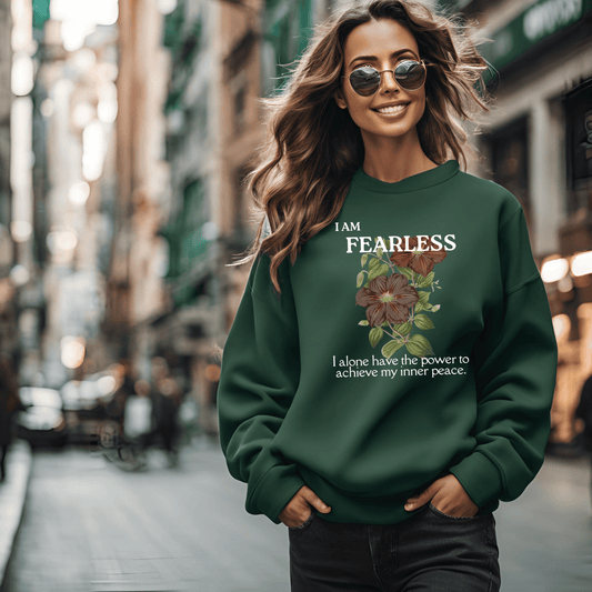 Printify Sweatshirt Watercolor Floral Vintage Fearless Unisex Sweatshirt