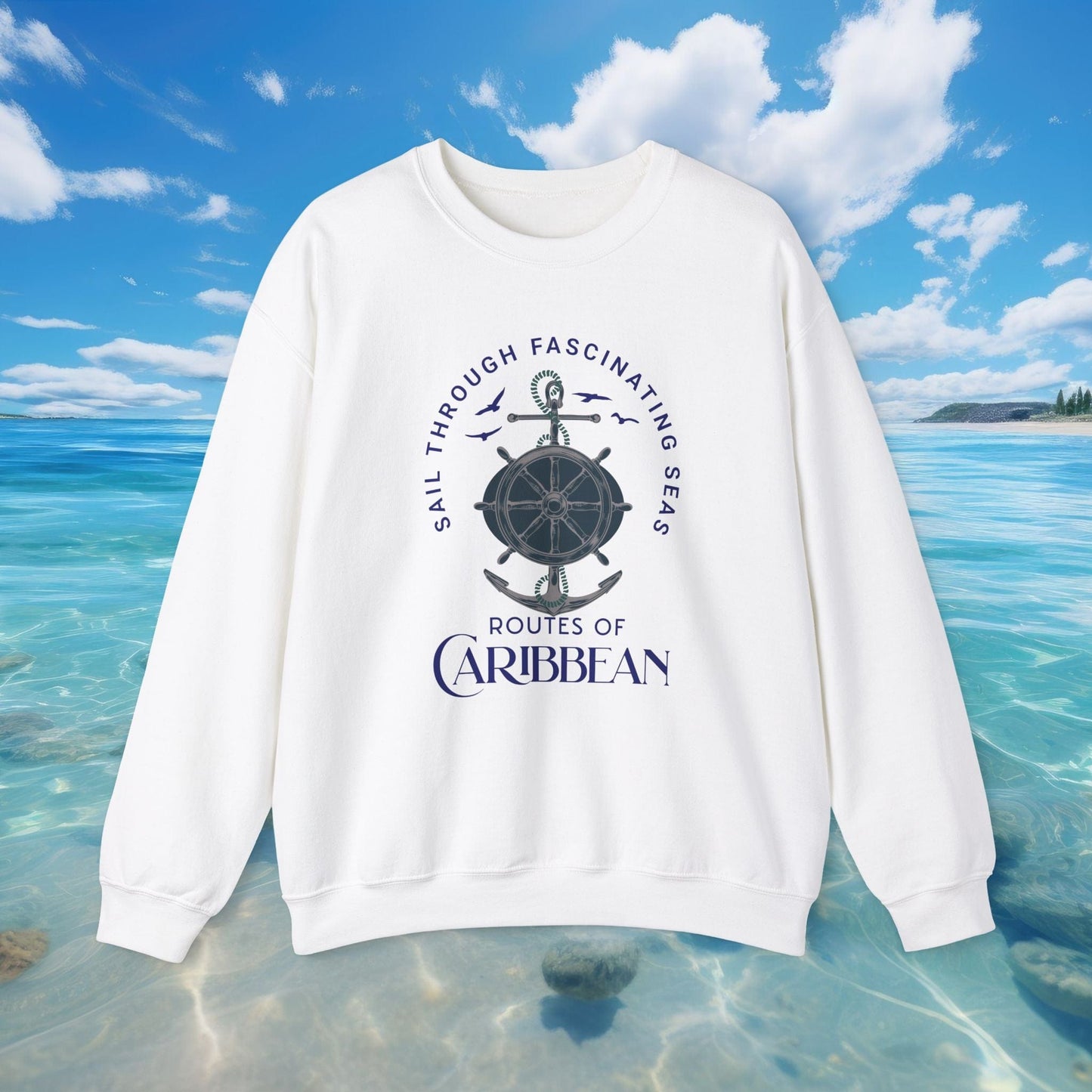 Printify Sweatshirt White / S Caribbean Seas Adventure Unisex Sweatshirt