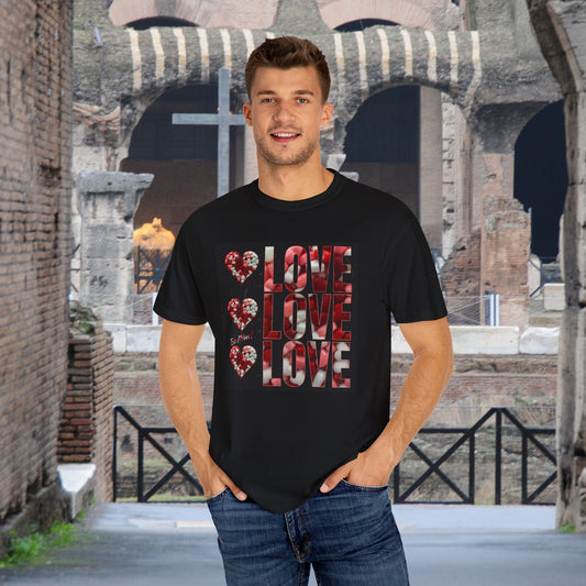 Printify T-Shirt Black / S Love Shirt | Unisex Garment-Dyed T-shirt | Be Mine Valentine's Day Gift